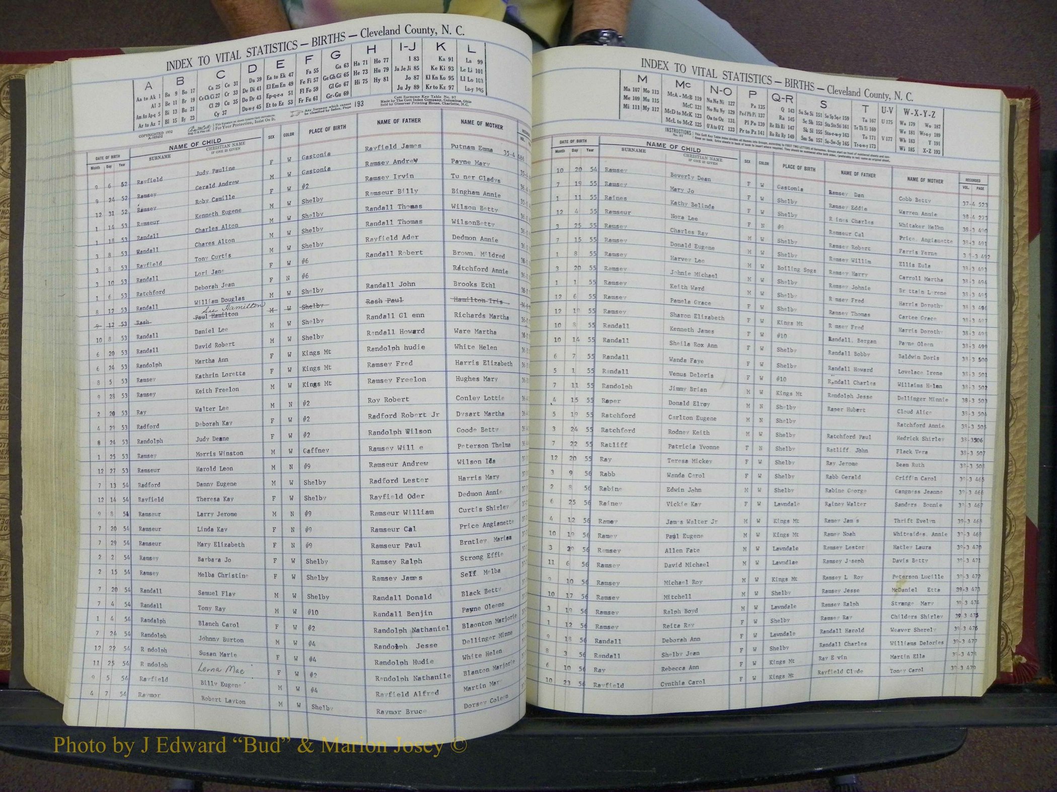 Cleveland Co, NC, Births, A-Z, 1951-1956 (167).JPG