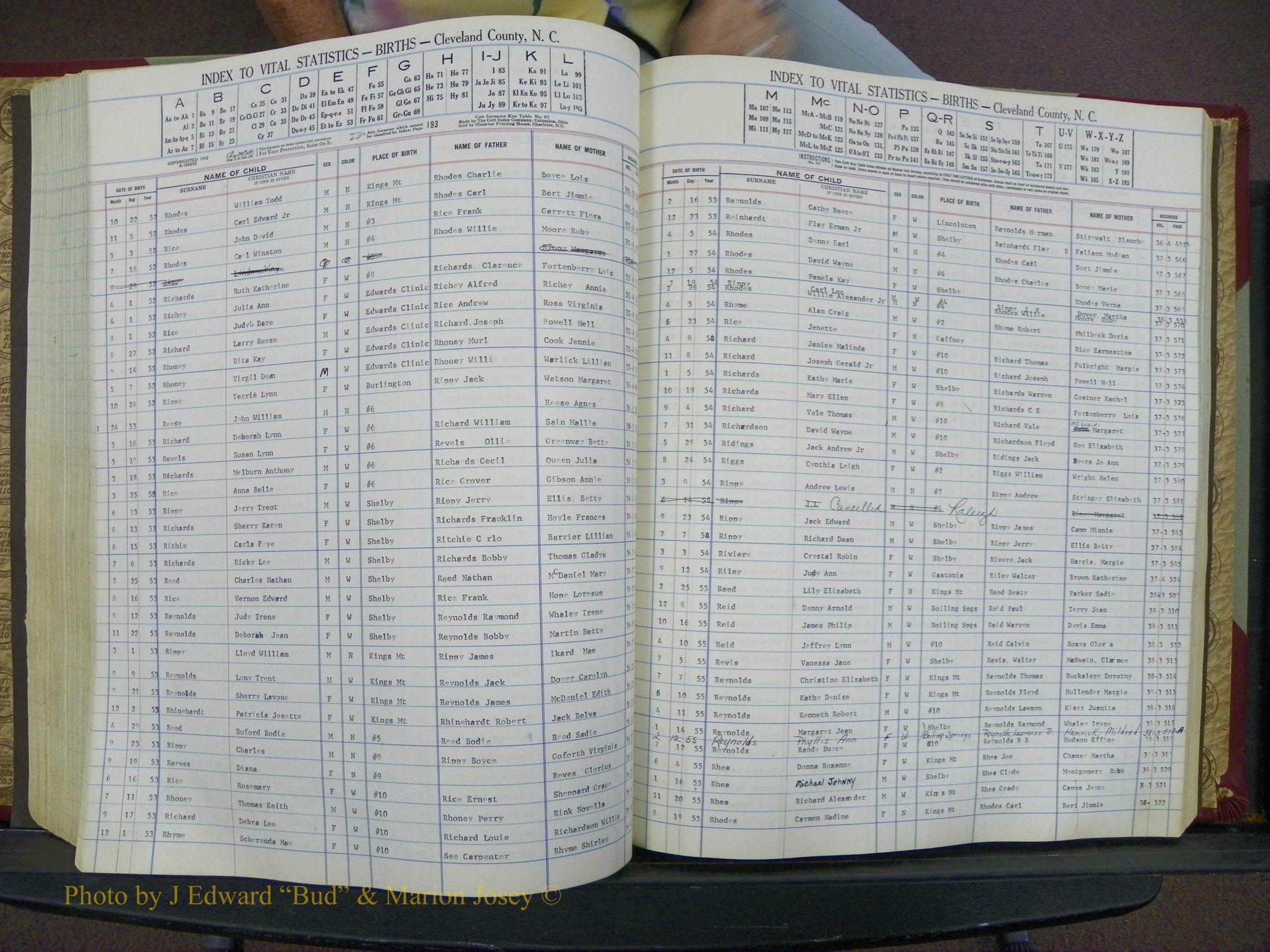 Cleveland Co, NC, Births, A-Z, 1951-1956 (169).JPG
