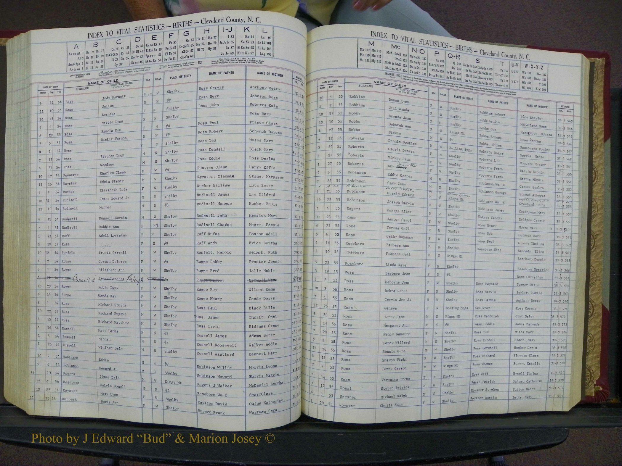 Cleveland Co, NC, Births, A-Z, 1951-1956 (175).JPG