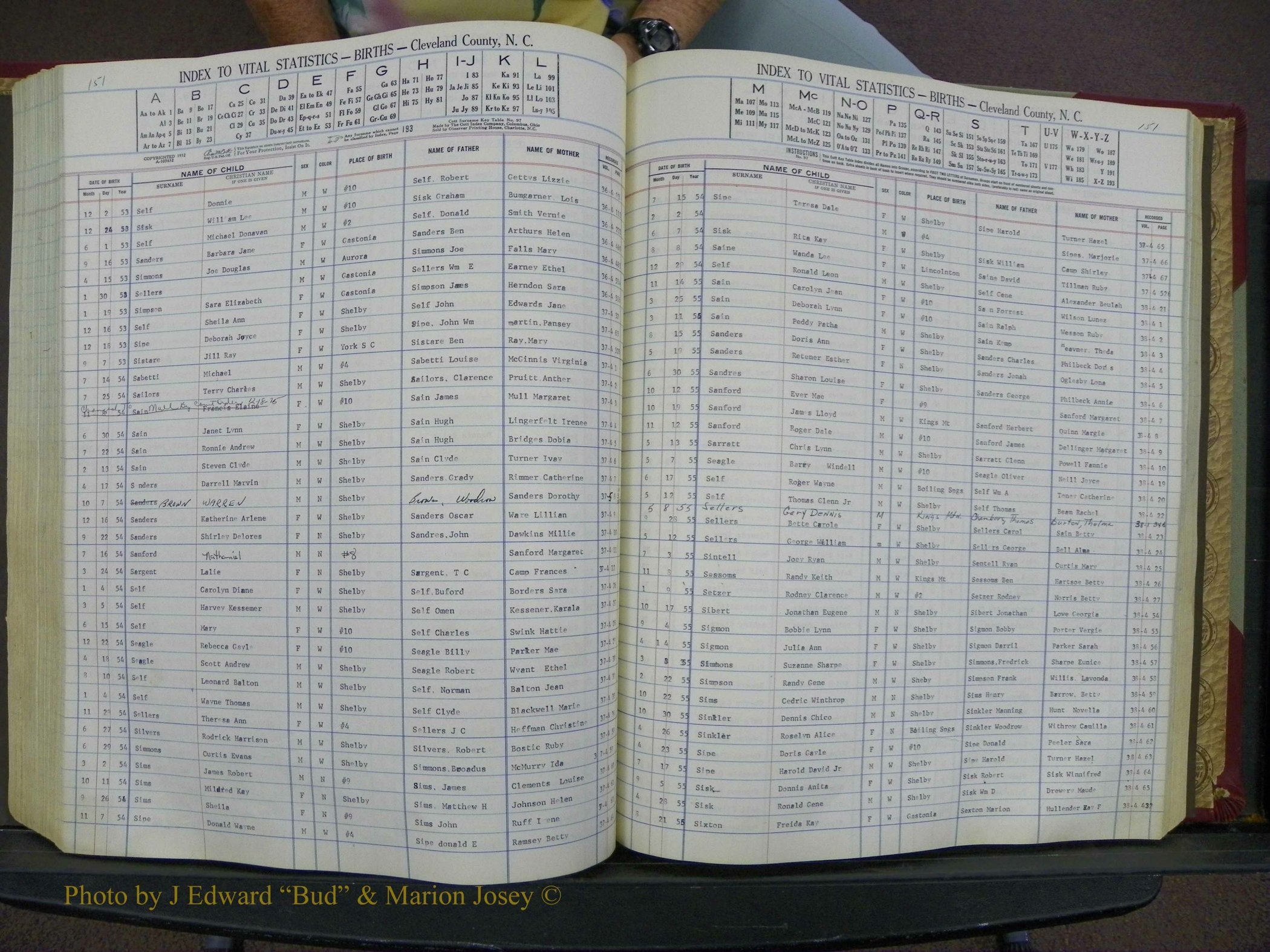 Cleveland Co, NC, Births, A-Z, 1951-1956 (179).JPG