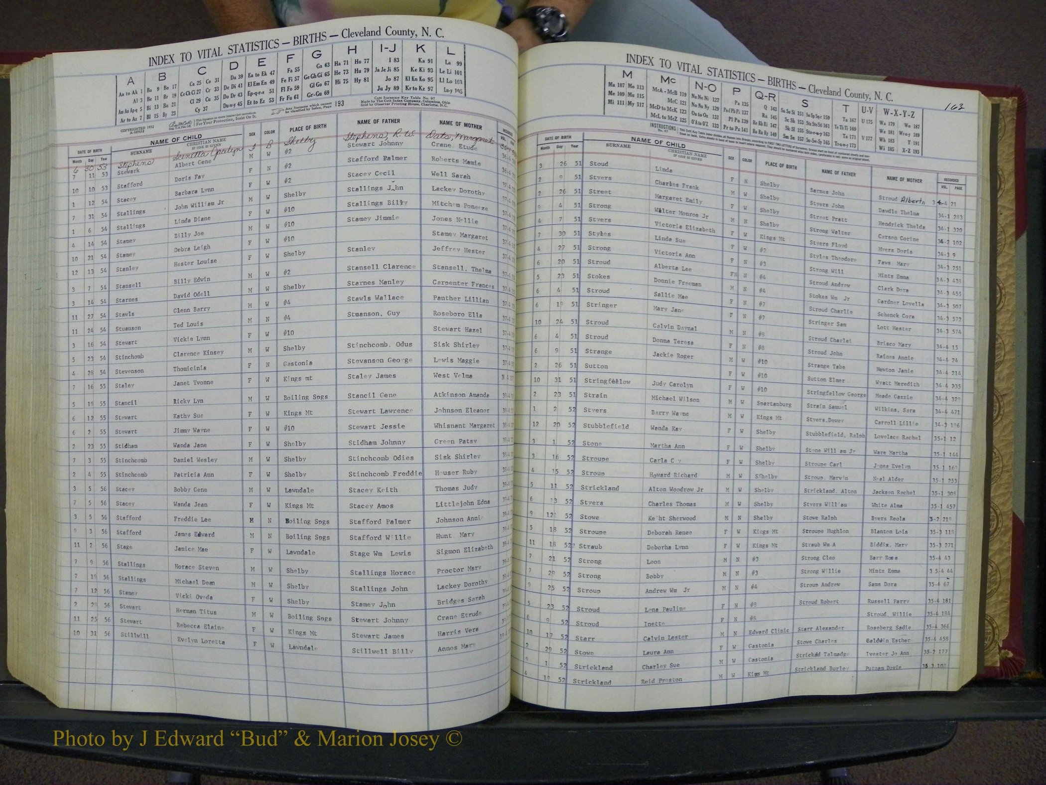 Cleveland Co, NC, Births, A-Z, 1951-1956 (191).JPG