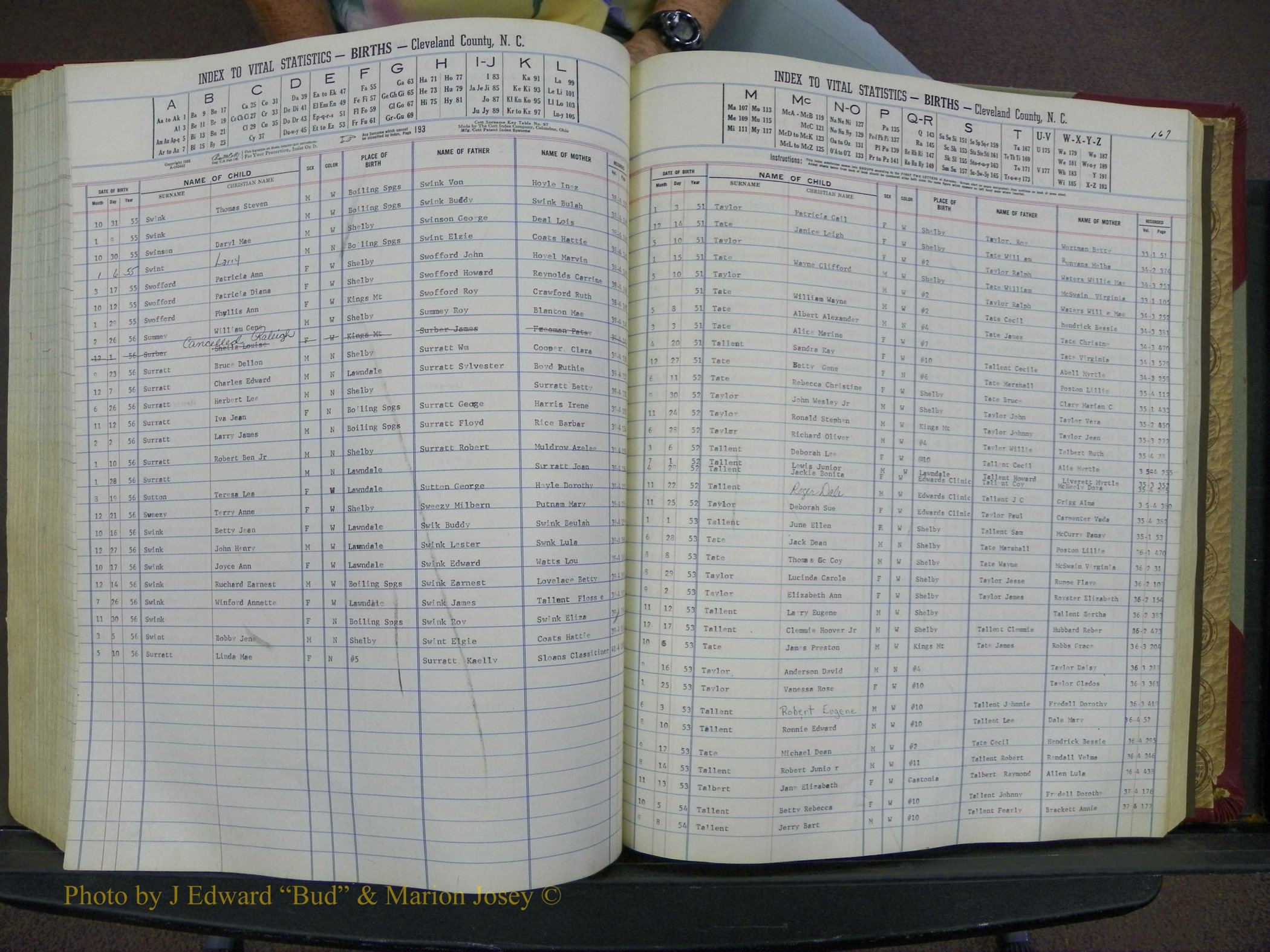 Cleveland Co, NC, Births, A-Z, 1951-1956 (195).JPG