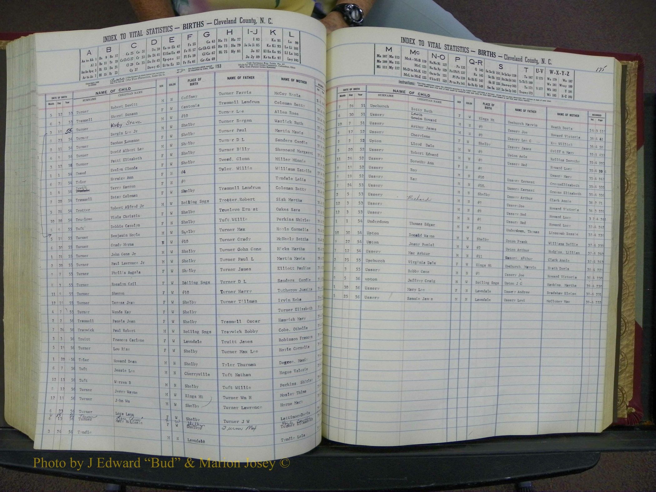 Cleveland Co, NC, Births, A-Z, 1951-1956 (201).JPG