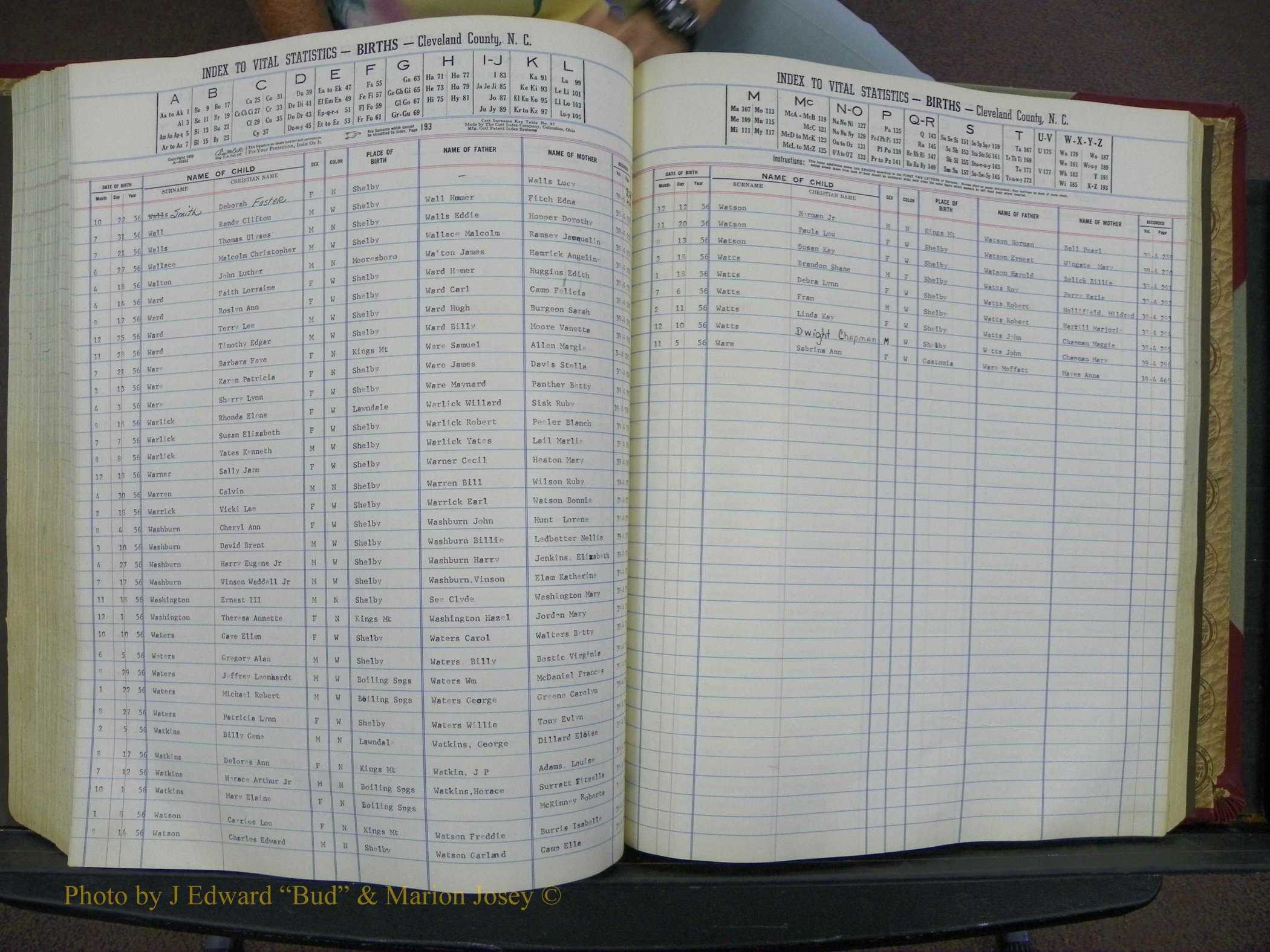 Cleveland Co, NC, Births, A-Z, 1951-1956 (207).JPG