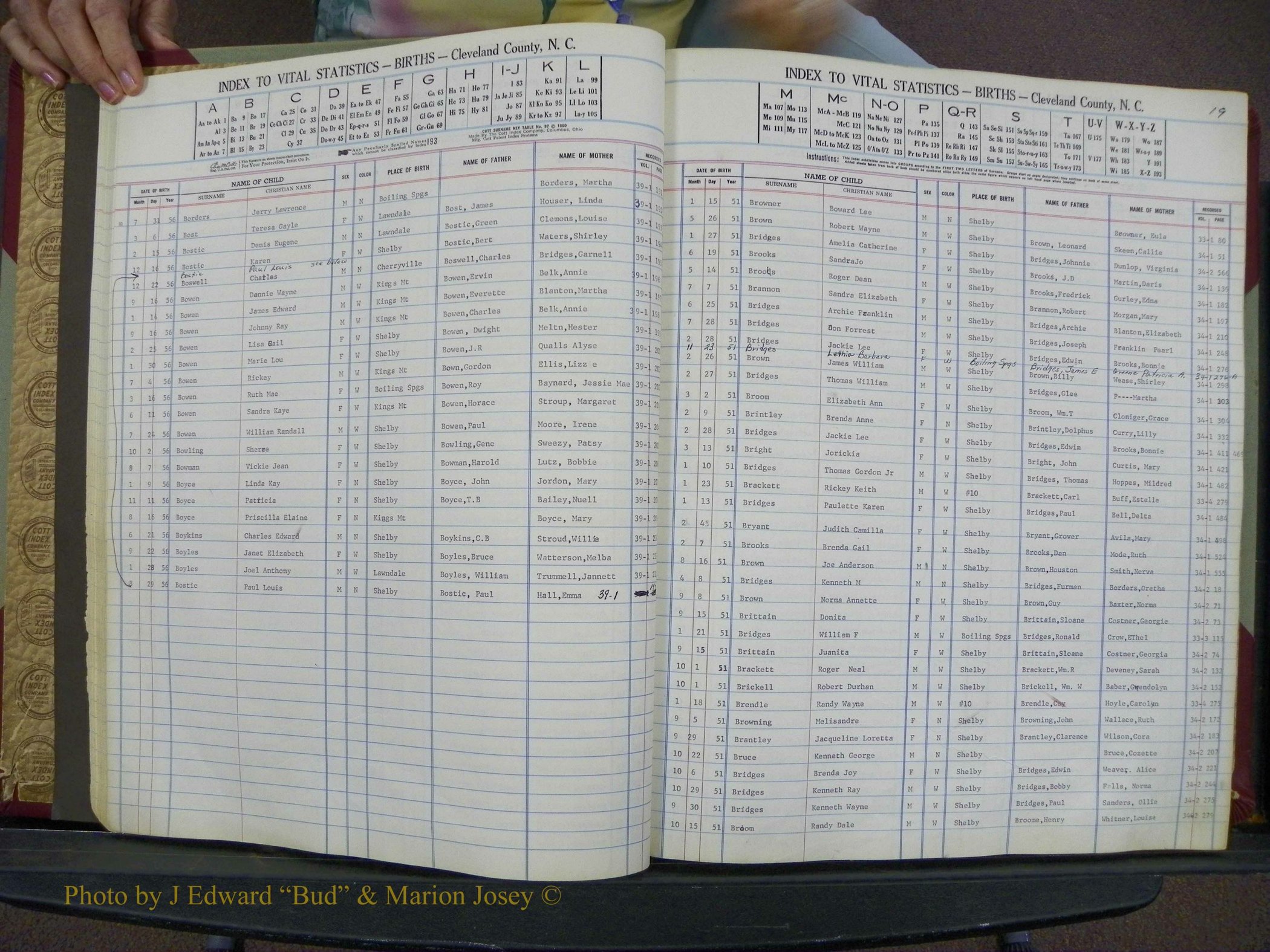 Cleveland Co, NC, Births, A-Z, 1951-1956 (23).JPG