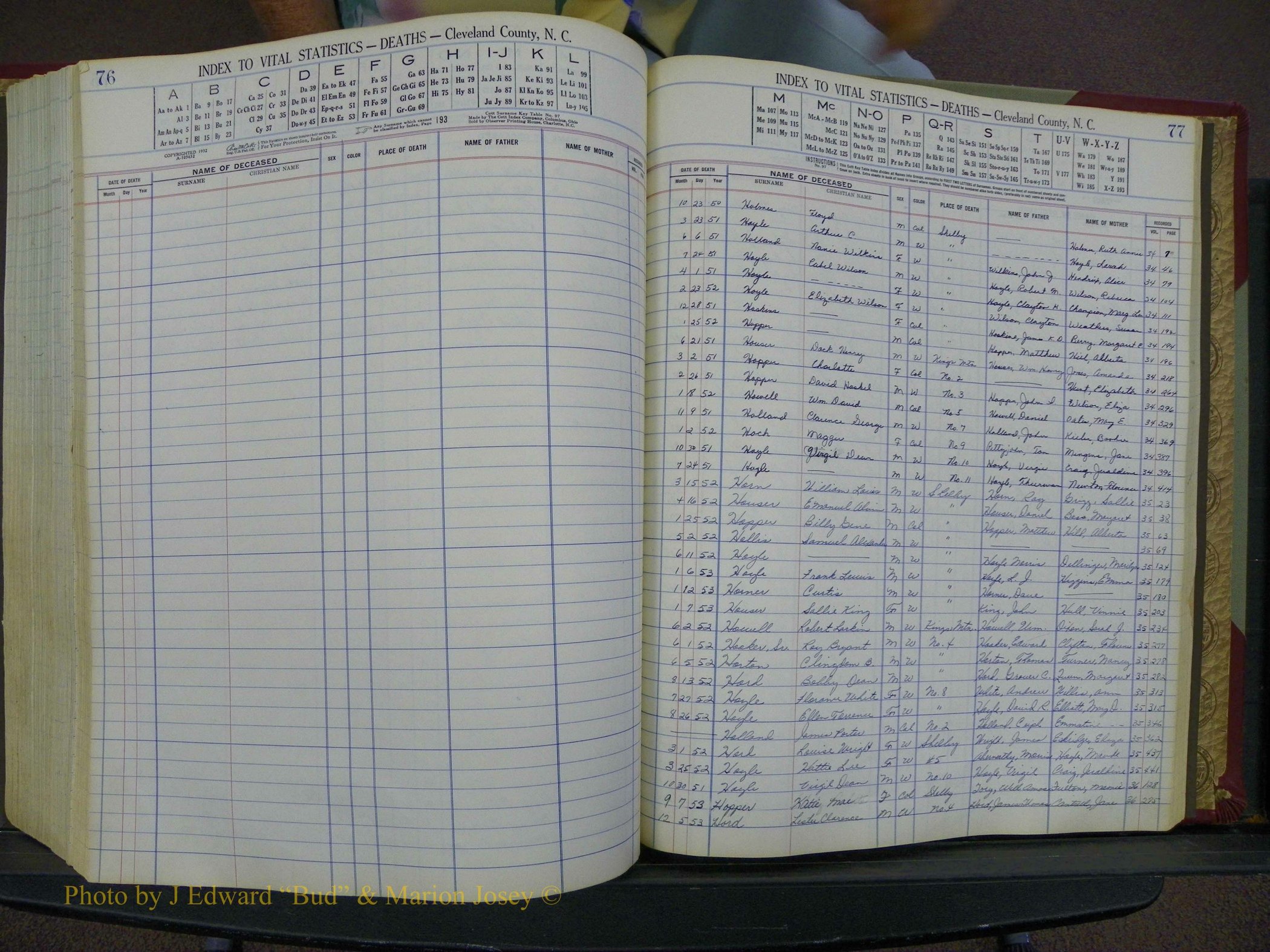 Cleveland Co, NC, Births, A-Z, 1951-1956 (267).JPG