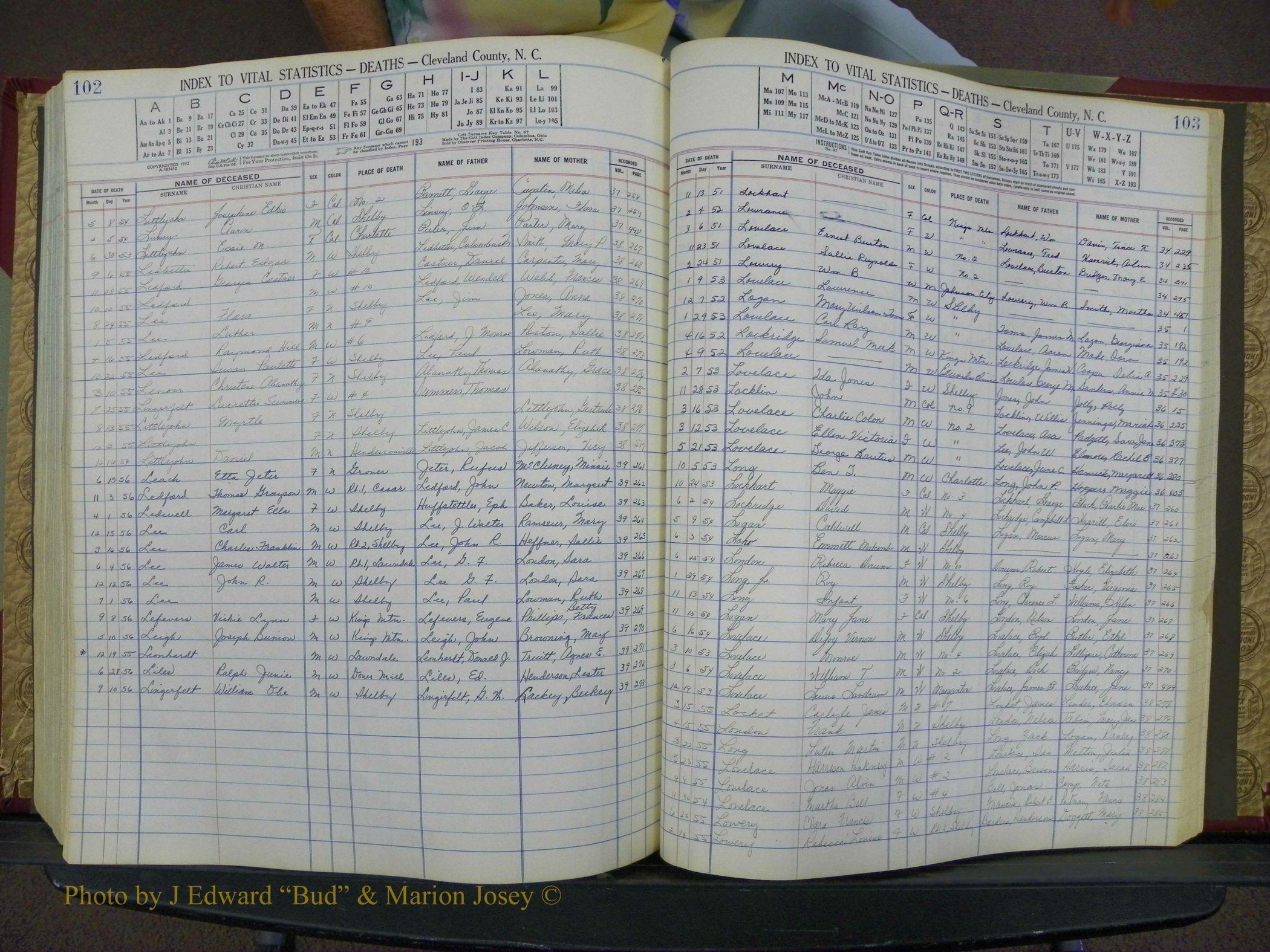 Cleveland Co, NC, Births, A-Z, 1951-1956 (279).JPG