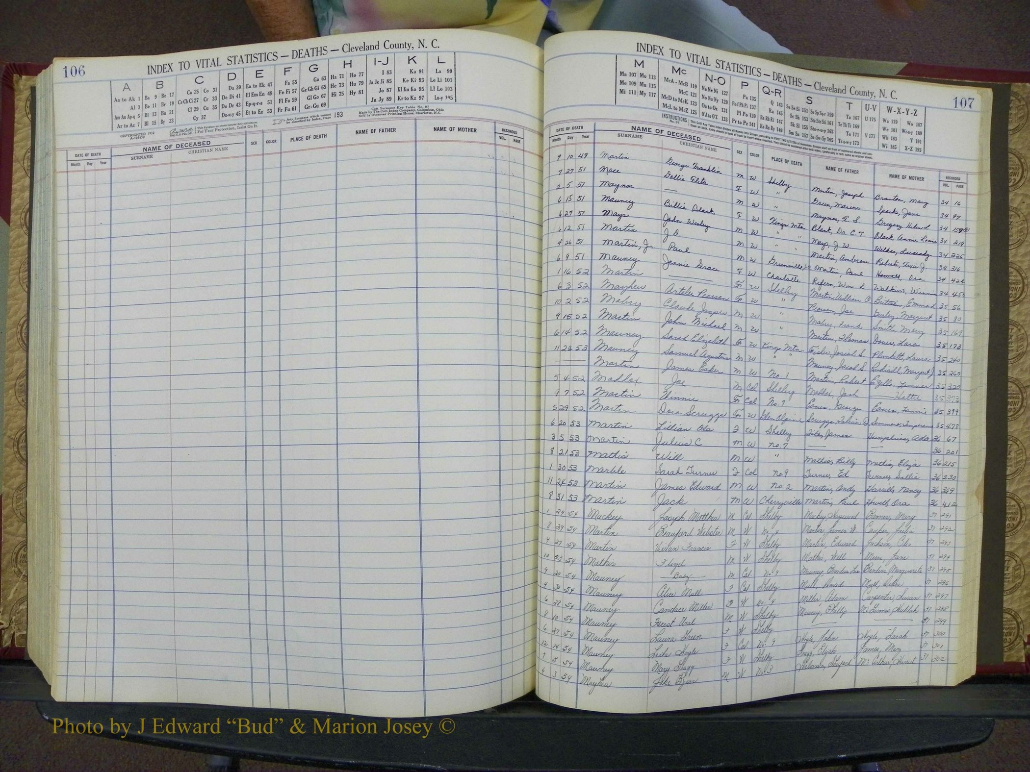 Cleveland Co, NC, Births, A-Z, 1951-1956 (282).JPG