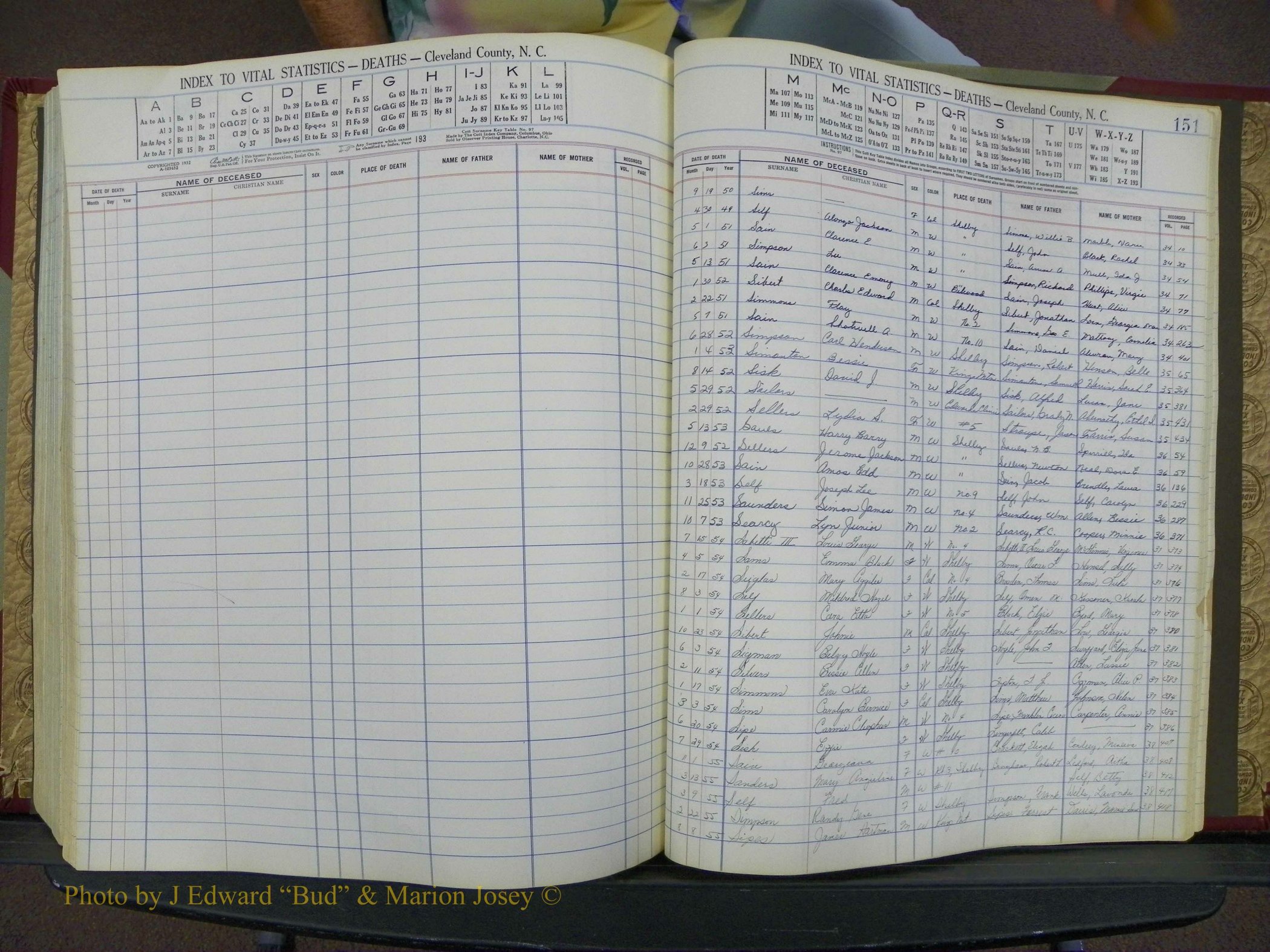 Cleveland Co, NC, Births, A-Z, 1951-1956 (304).JPG