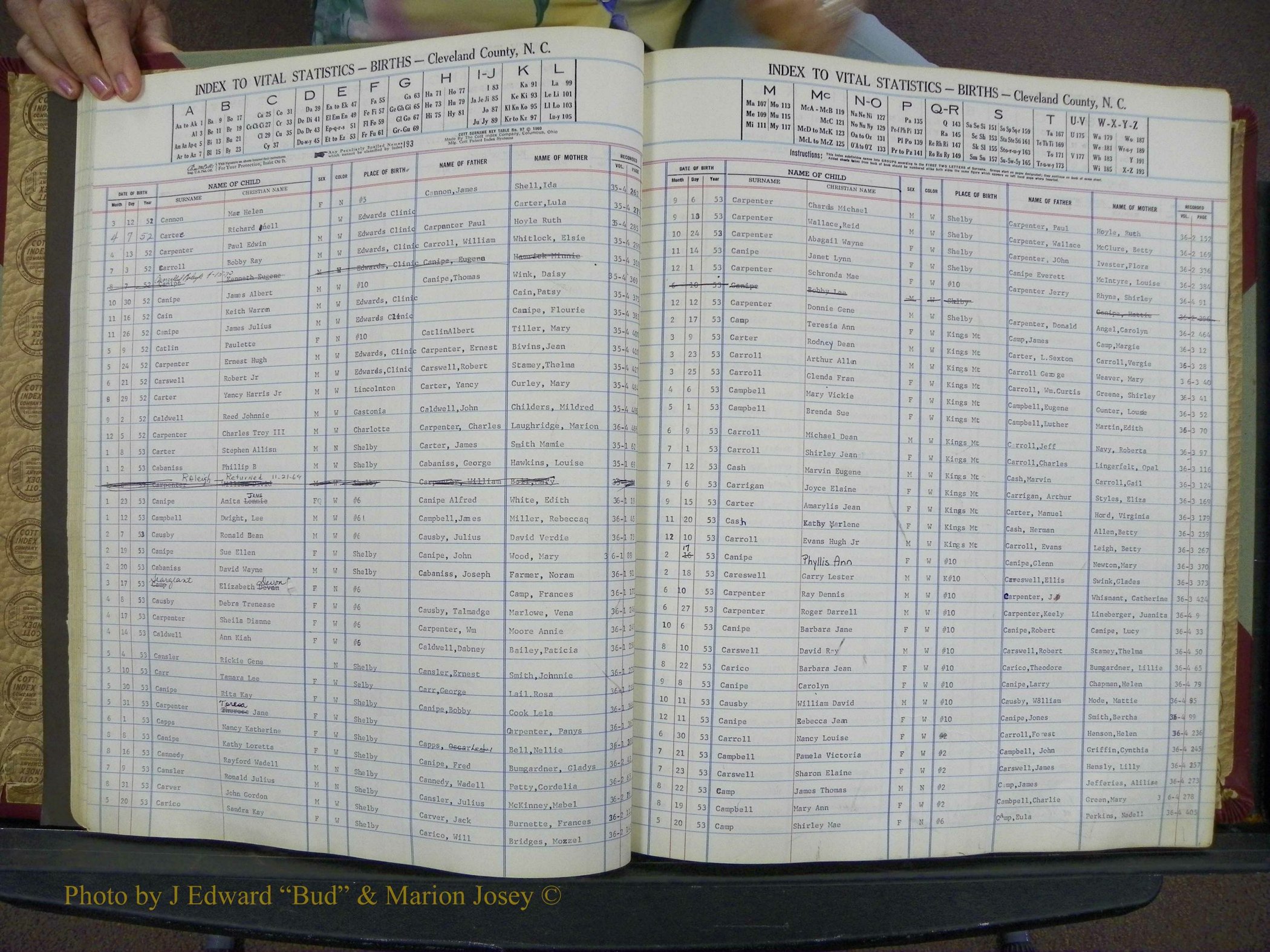 Cleveland Co, NC, Births, A-Z, 1951-1956 (35).JPG