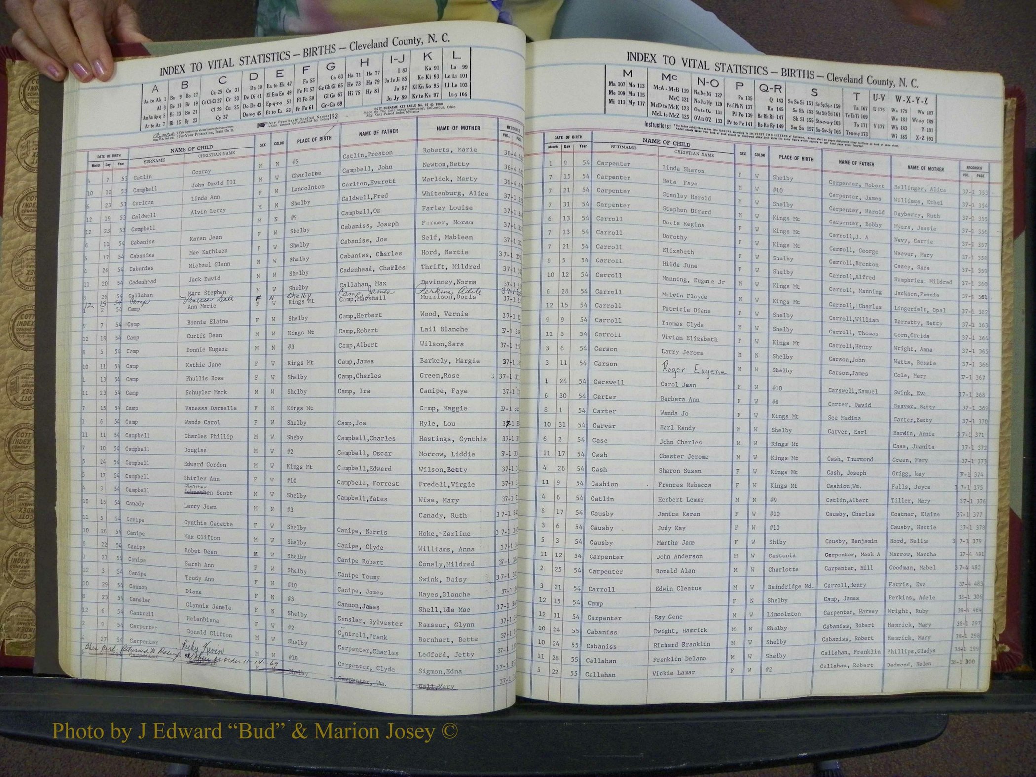 Cleveland Co, NC, Births, A-Z, 1951-1956 (36).JPG