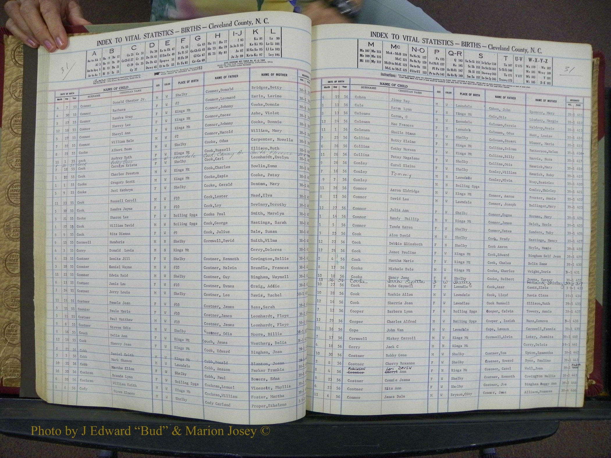 Cleveland Co, NC, Births, A-Z, 1951-1956 (45).JPG