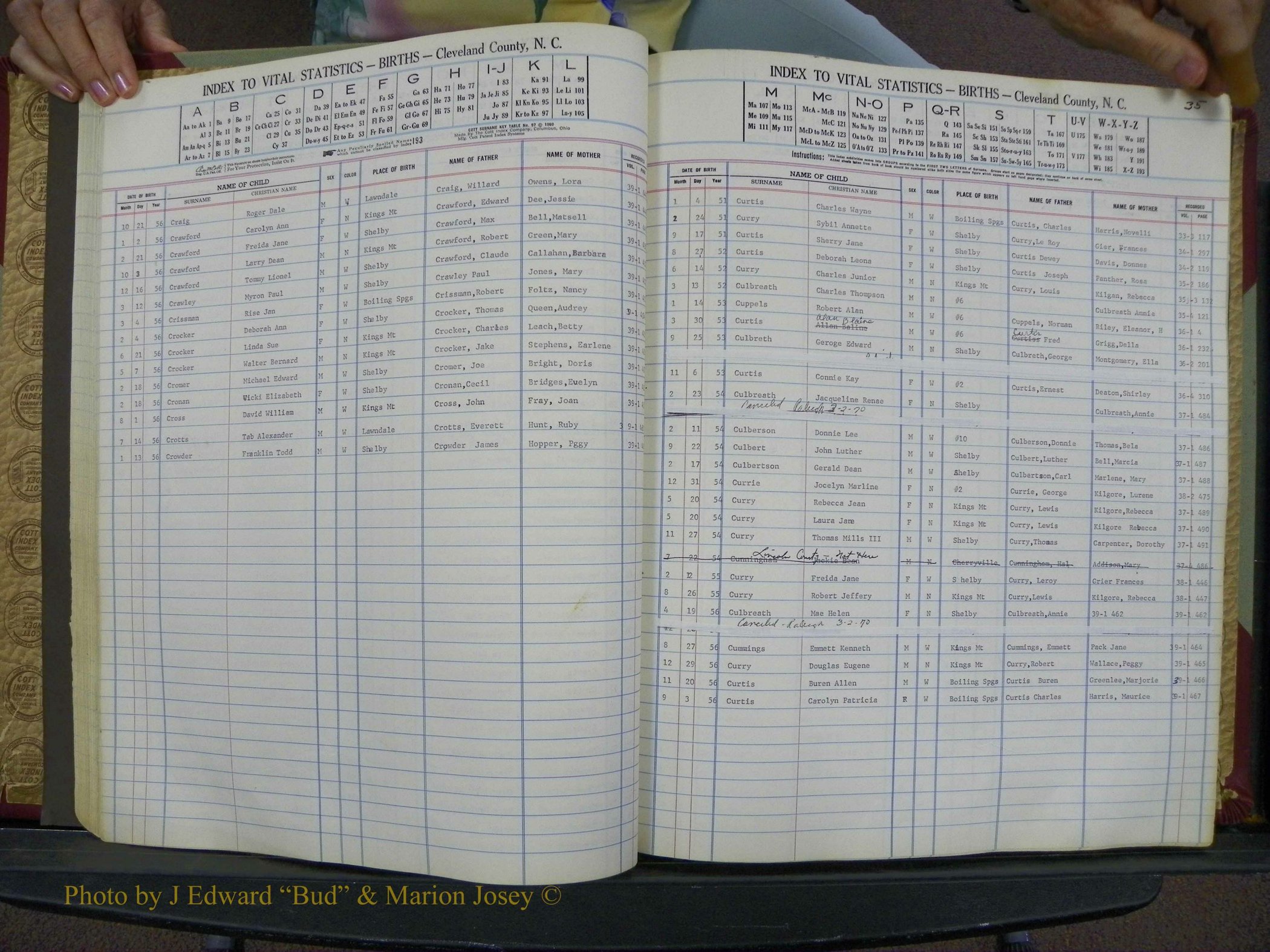 Cleveland Co, NC, Births, A-Z, 1951-1956 (47).JPG