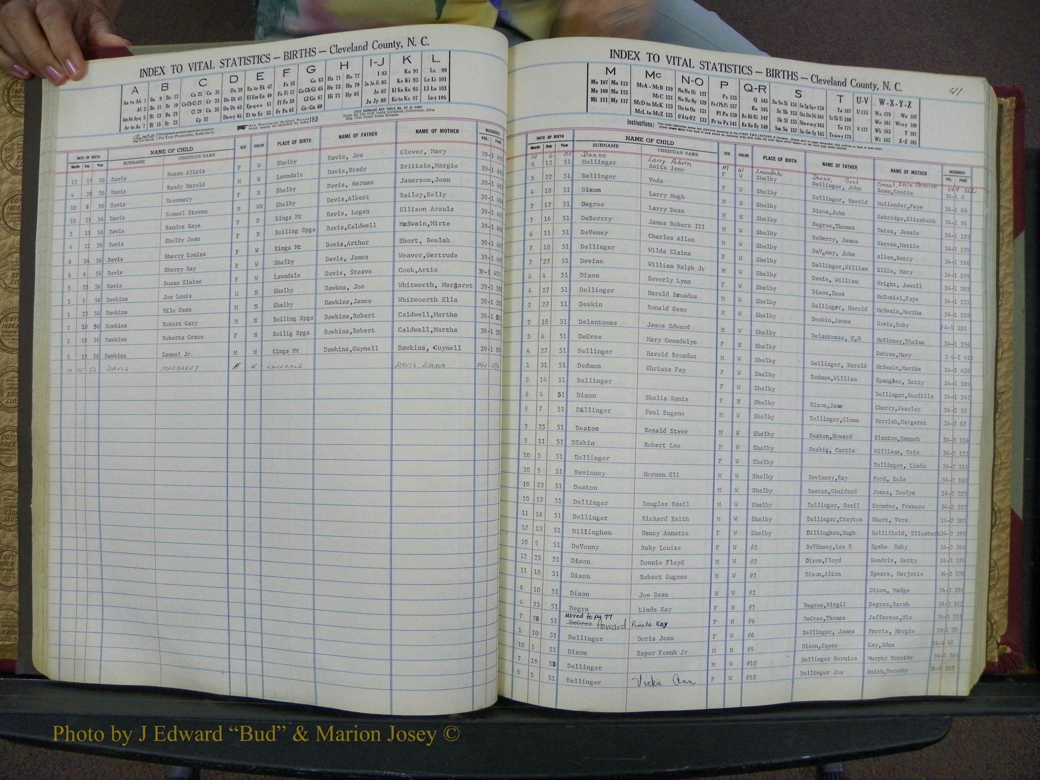 Cleveland Co, NC, Births, A-Z, 1951-1956 (52).JPG