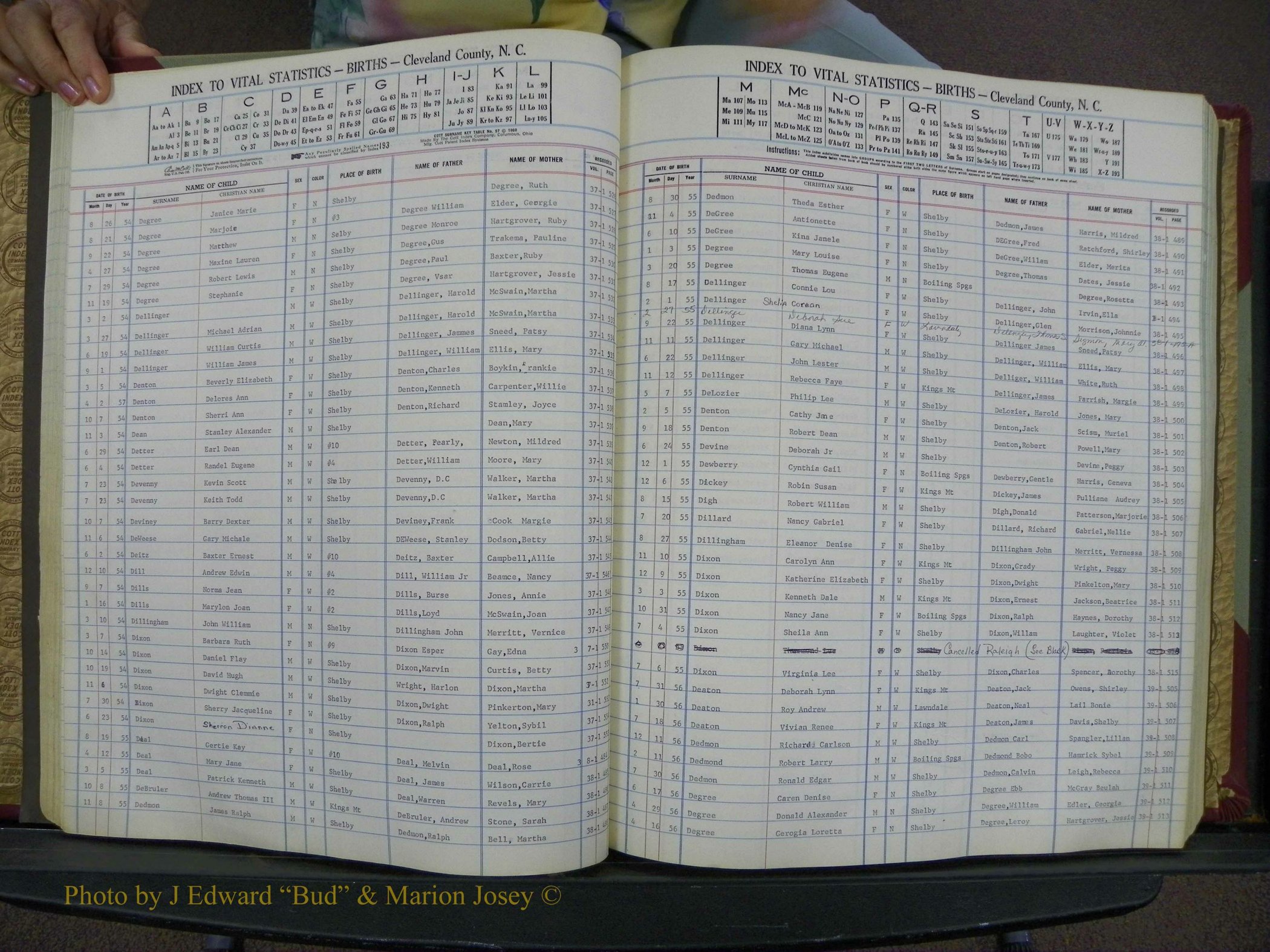 Cleveland Co, NC, Births, A-Z, 1951-1956 (54).JPG