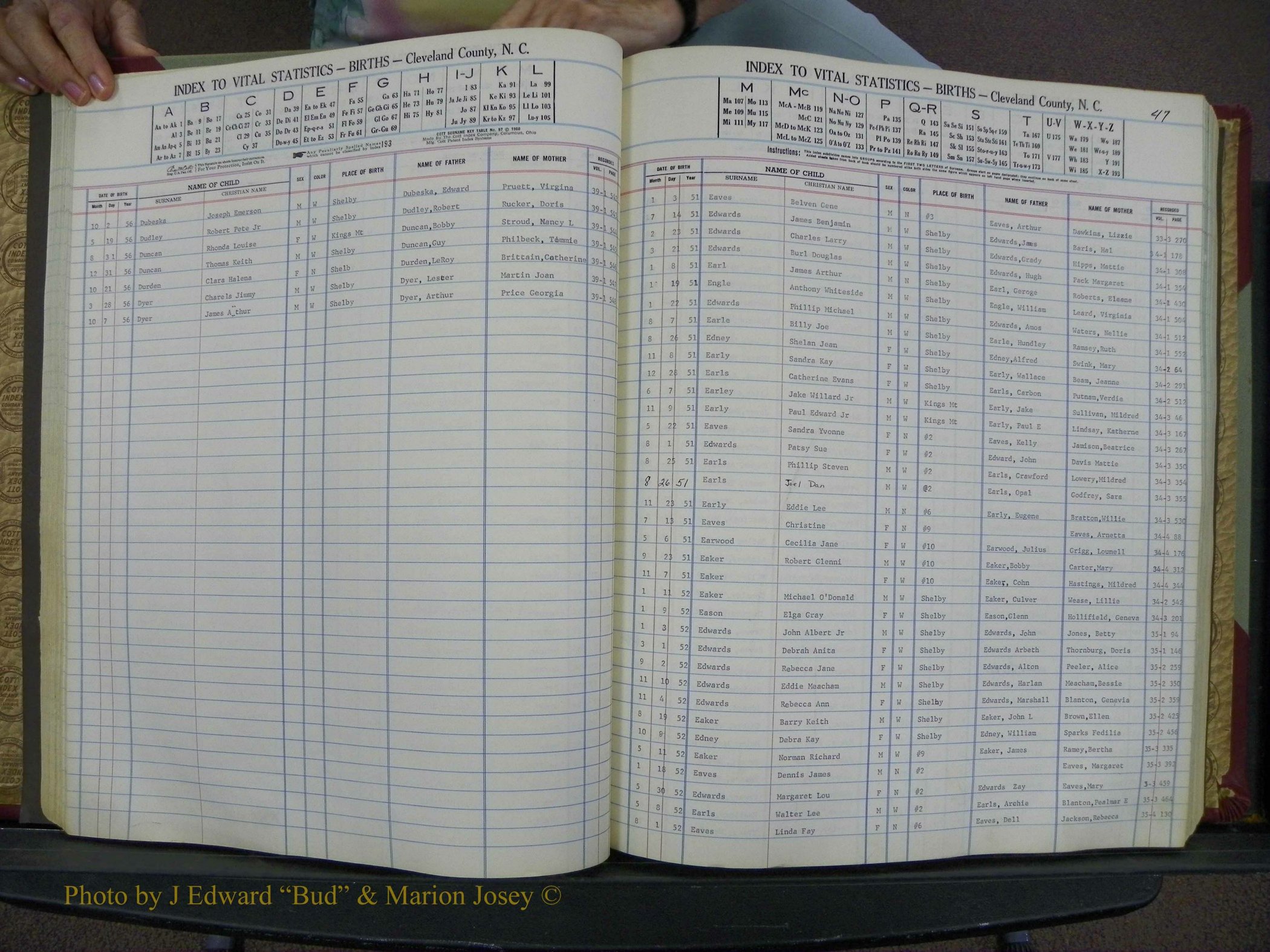 Cleveland Co, NC, Births, A-Z, 1951-1956 (58).JPG