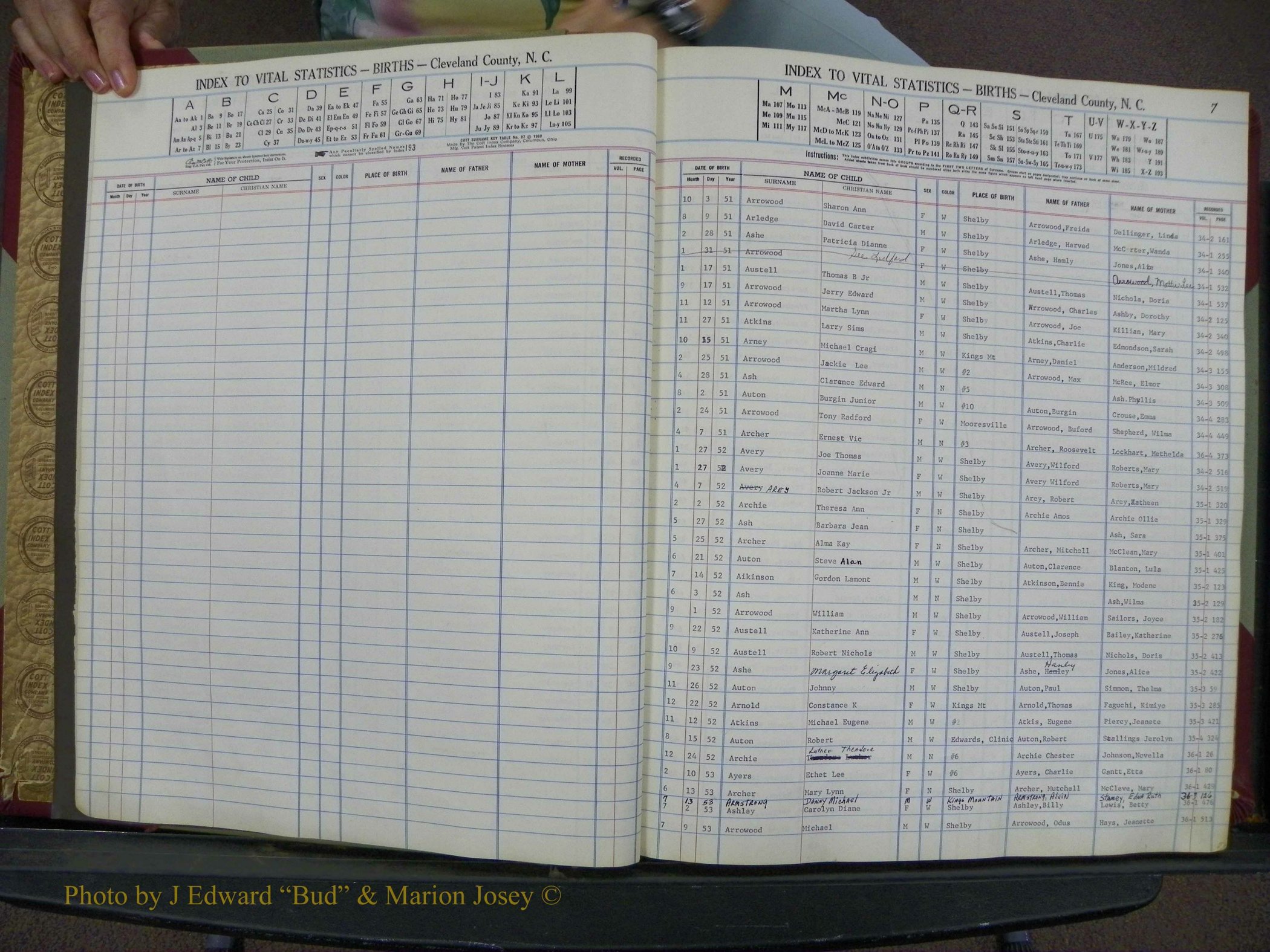 Cleveland Co, NC, Births, A-Z, 1951-1956 (7).JPG