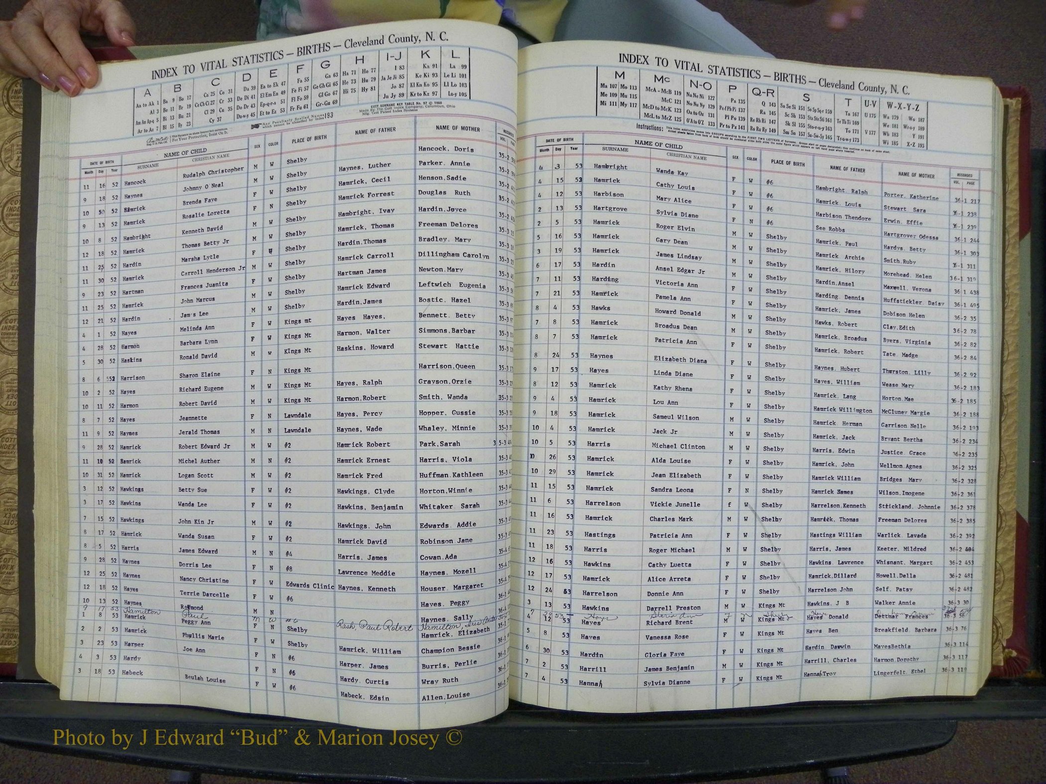 Cleveland Co, NC, Births, A-Z, 1951-1956 (83).JPG