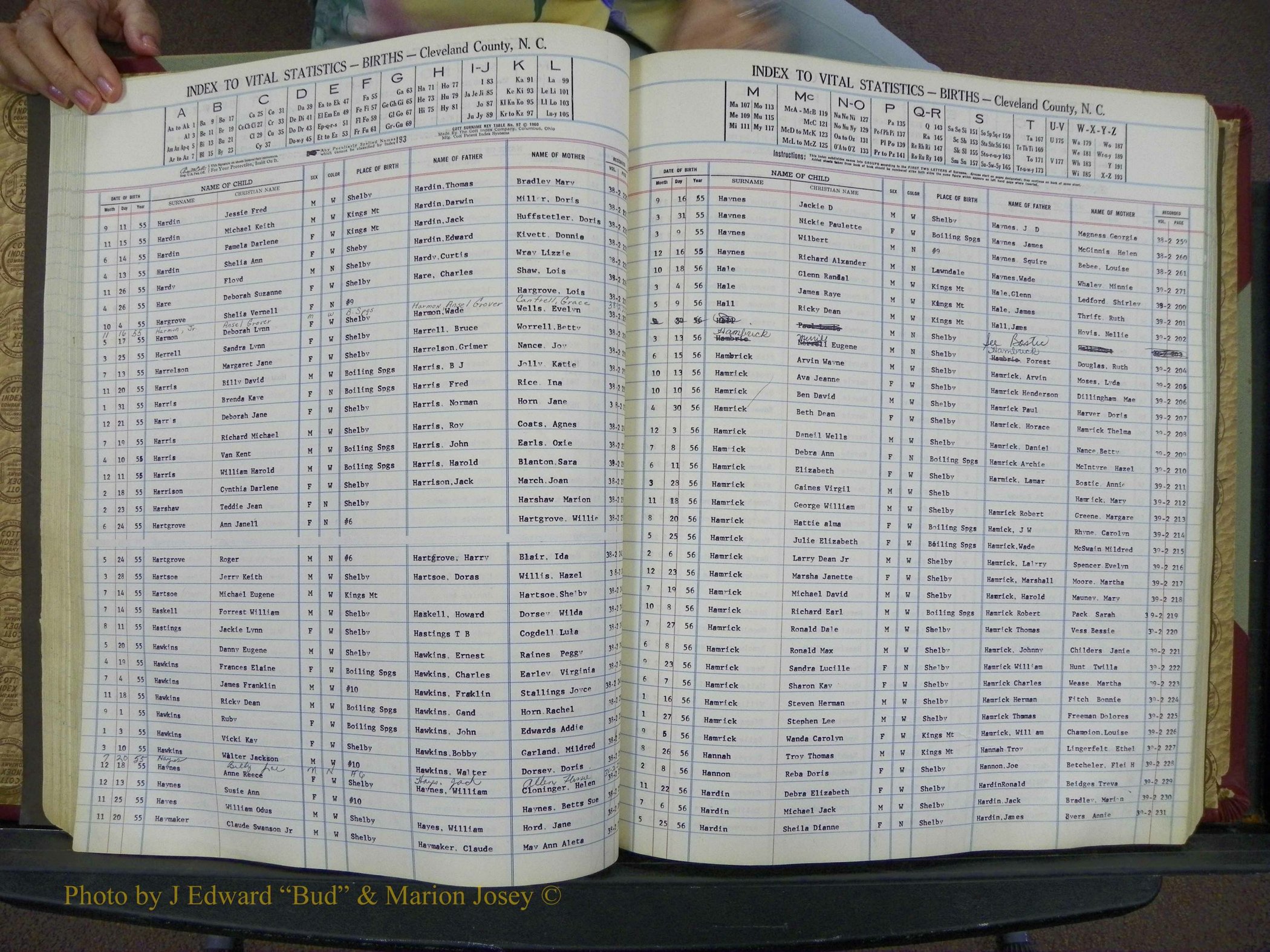 Cleveland Co, NC, Births, A-Z, 1951-1956 (86).JPG