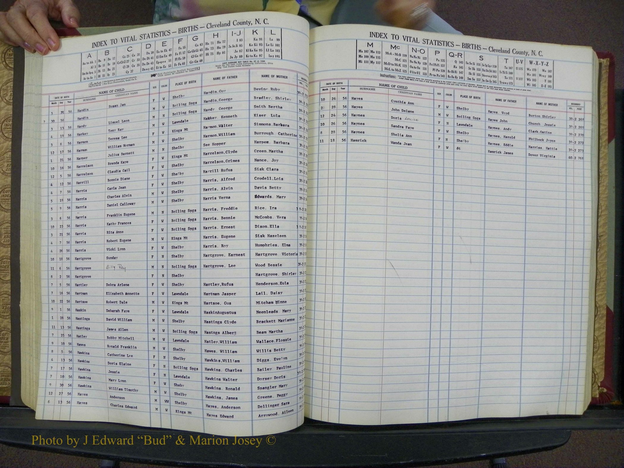 Cleveland Co, NC, Births, A-Z, 1951-1956 (87).JPG