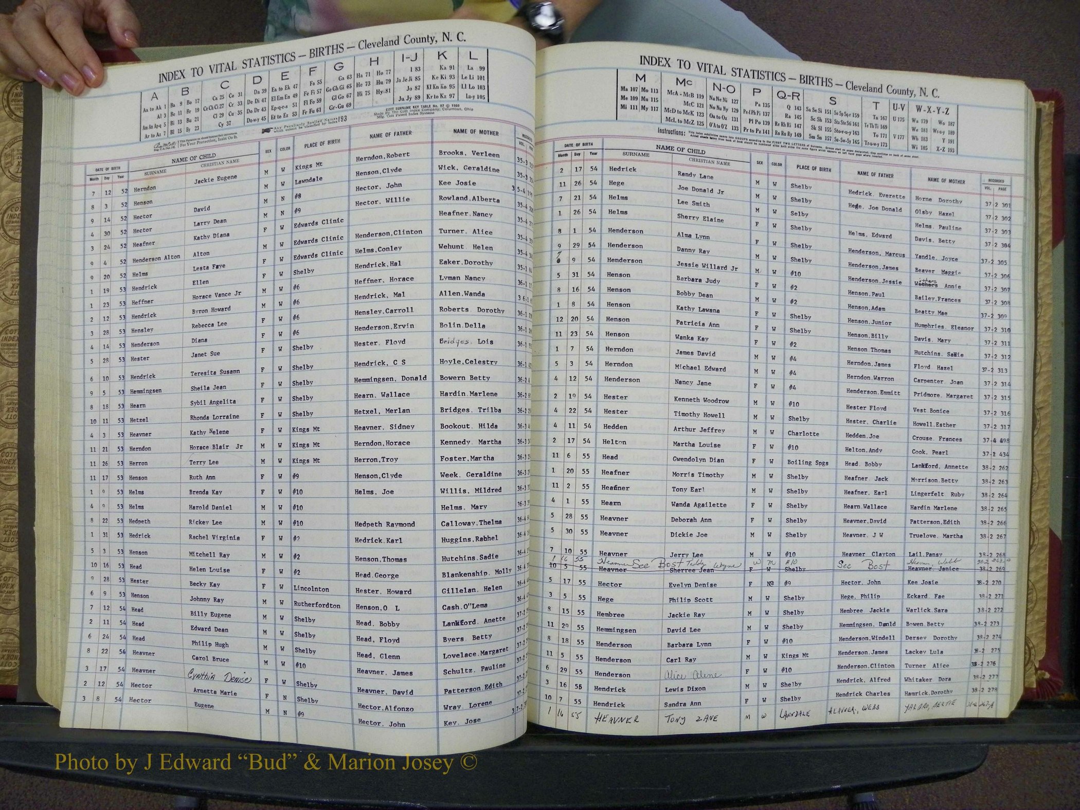 Cleveland Co, NC, Births, A-Z, 1951-1956 (89).JPG