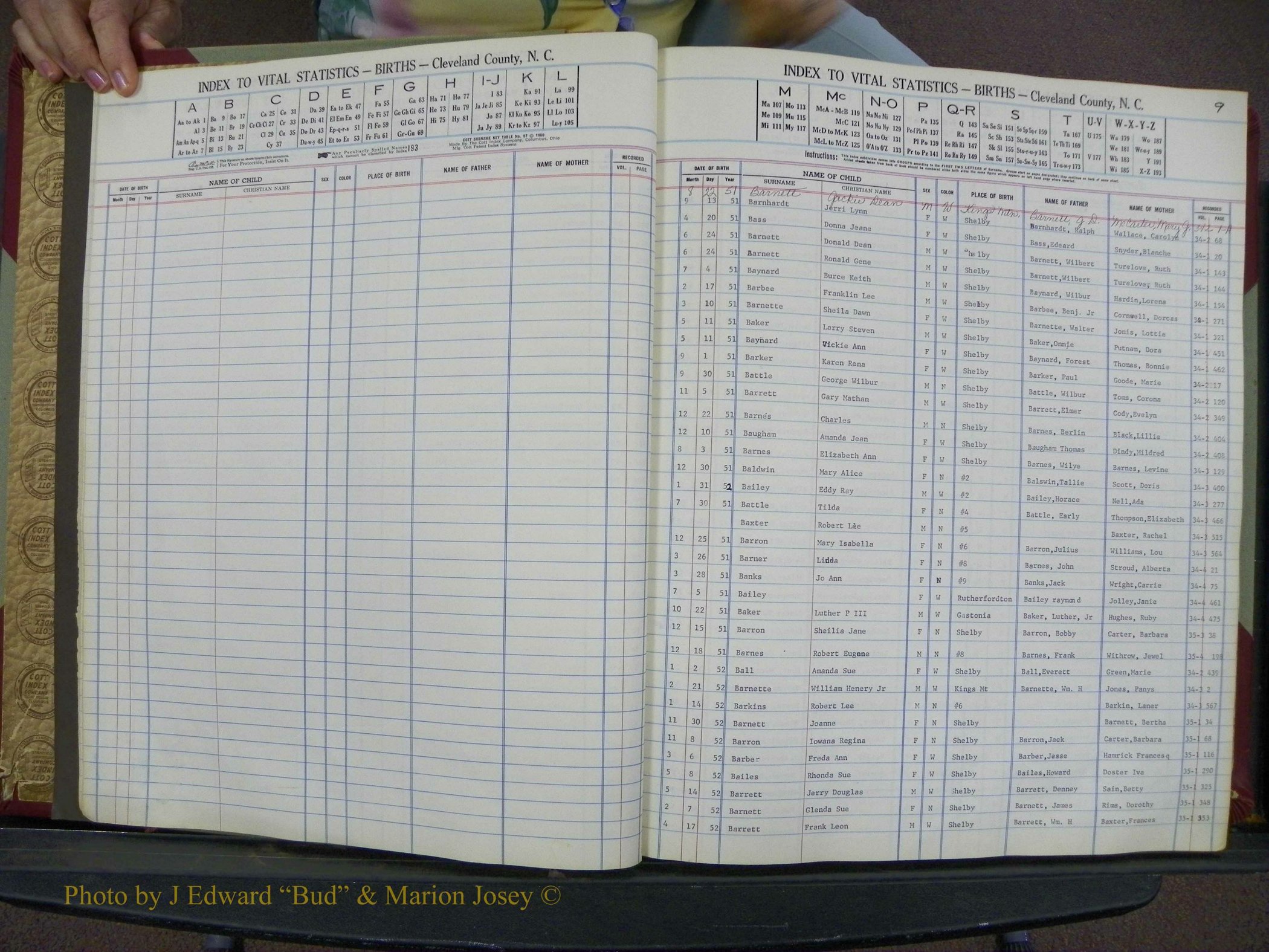 Cleveland Co, NC, Births, A-Z, 1951-1956 (9).JPG
