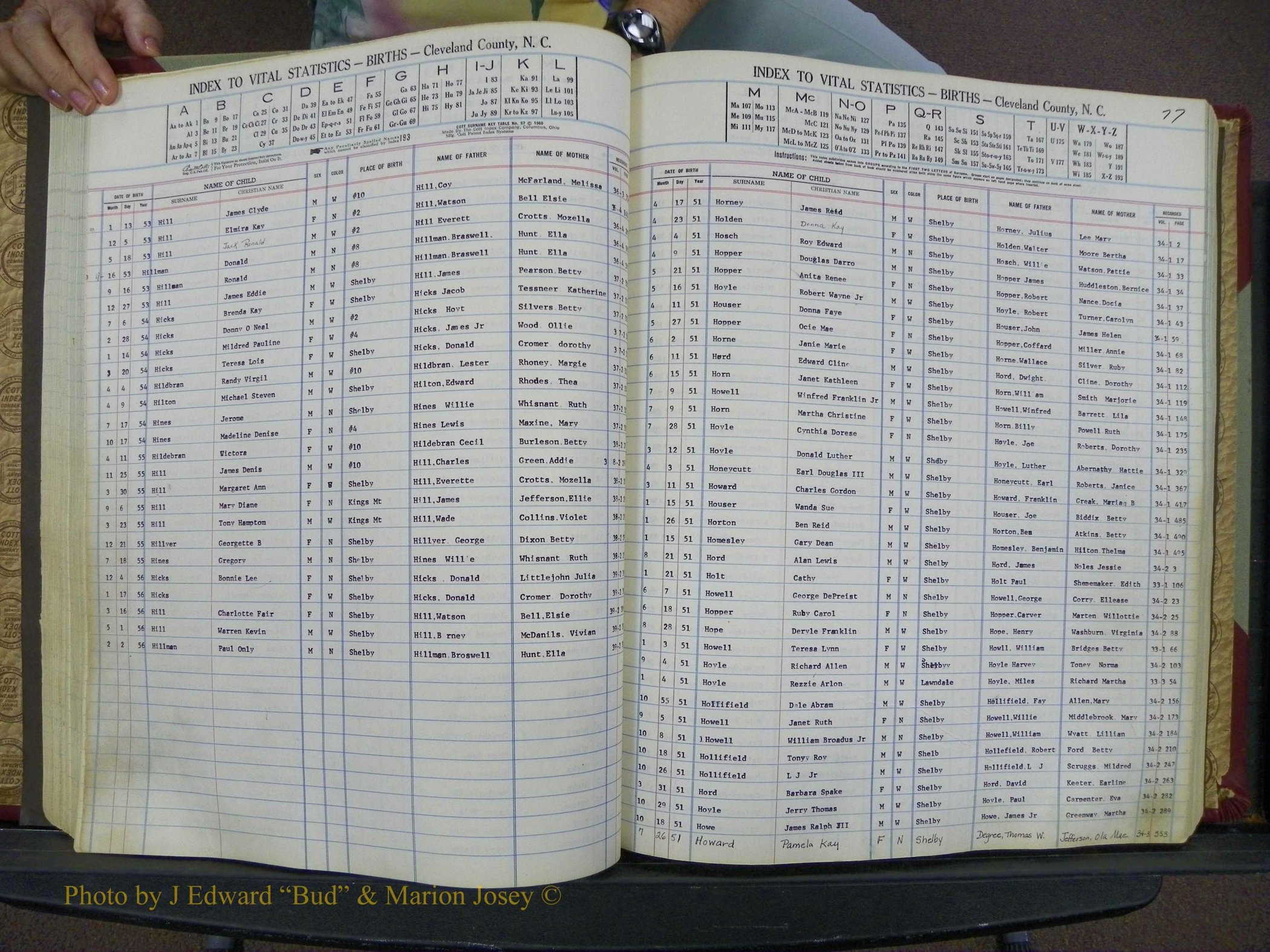 Cleveland Co, NC, Births, A-Z, 1951-1956 (92).JPG