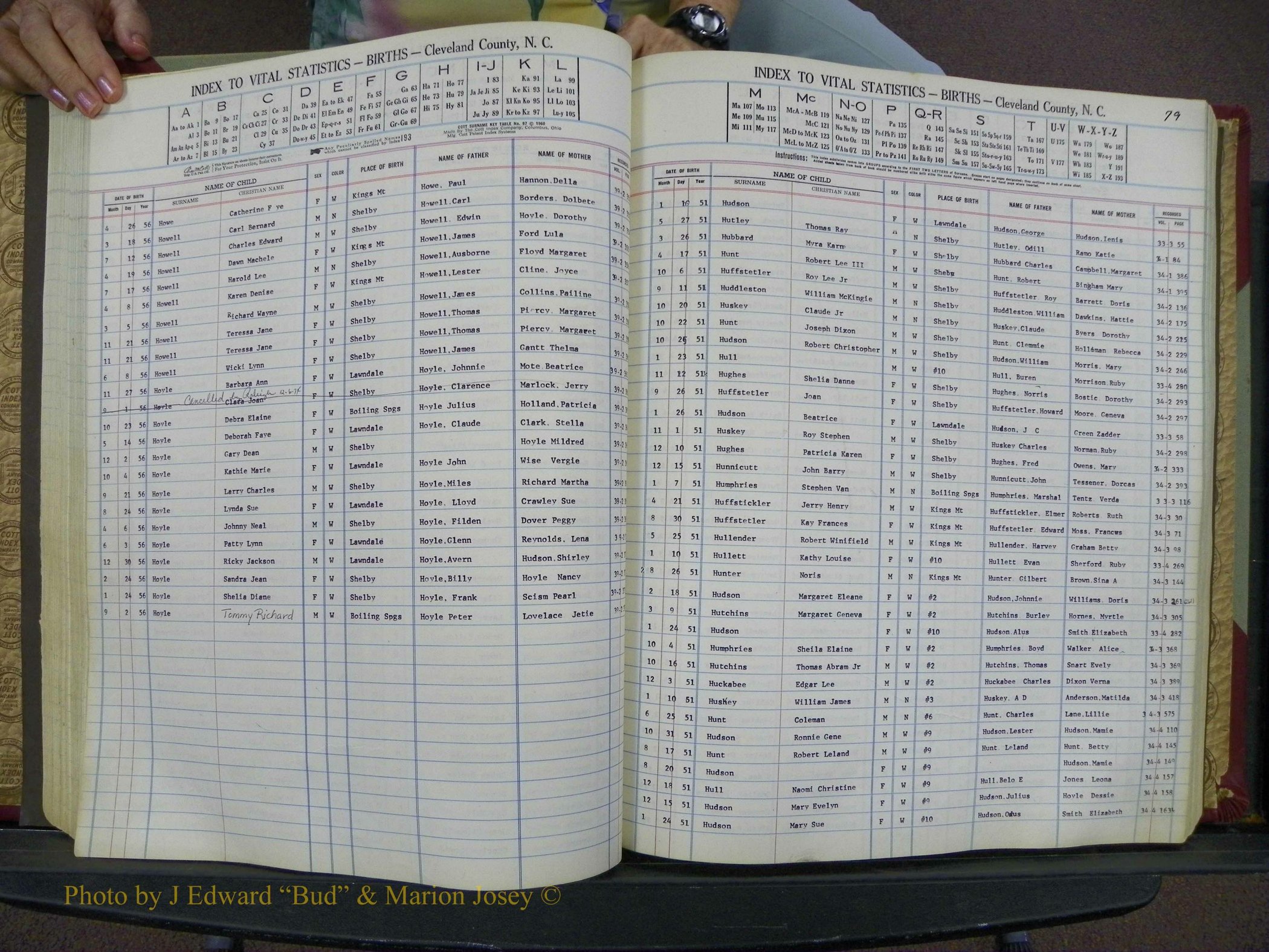 Cleveland Co, NC, Births, A-Z, 1951-1956 (98).JPG