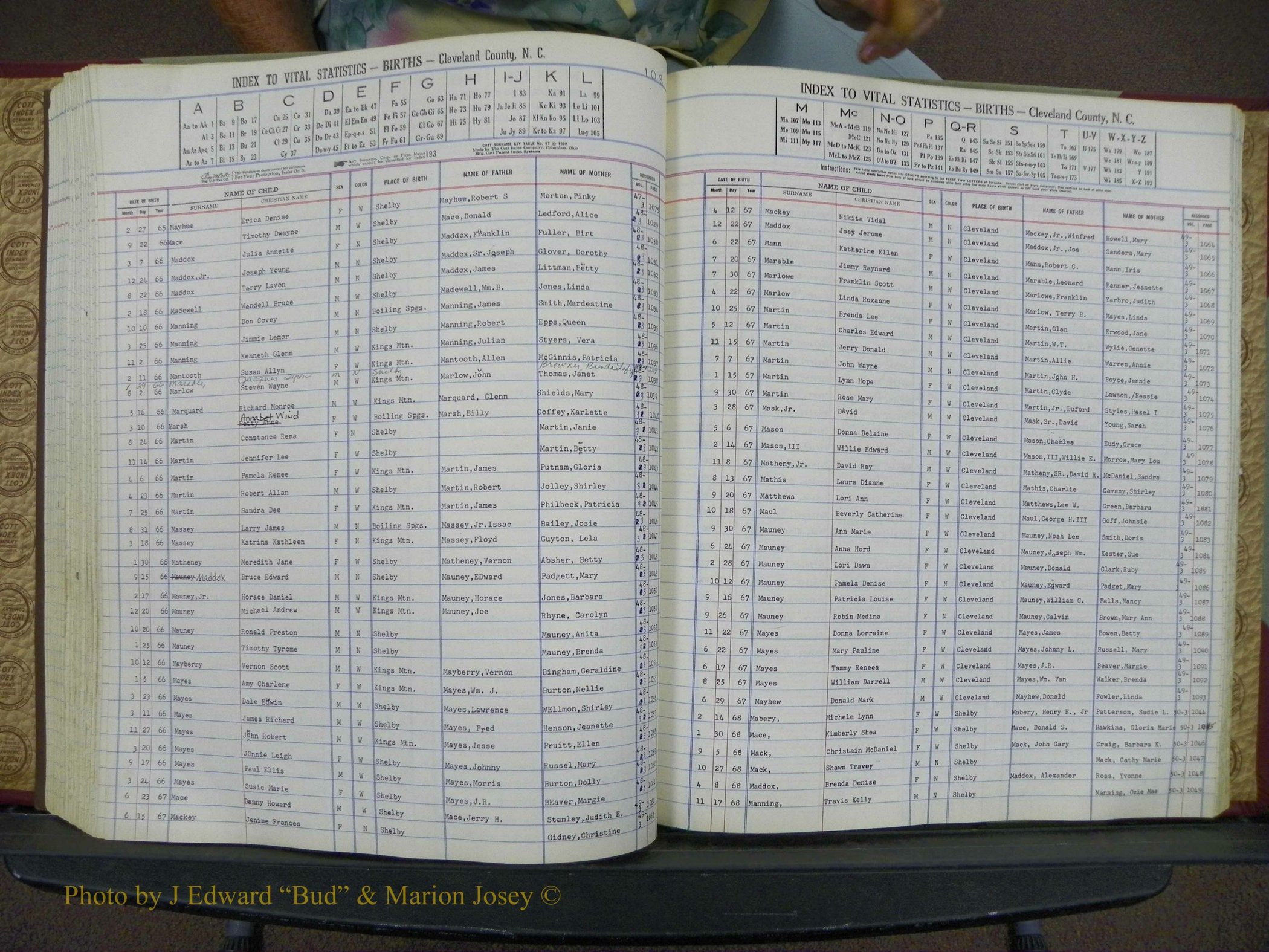 Cleveland Co, NC, Births, A-Z, 1963-1968 (119).JPG