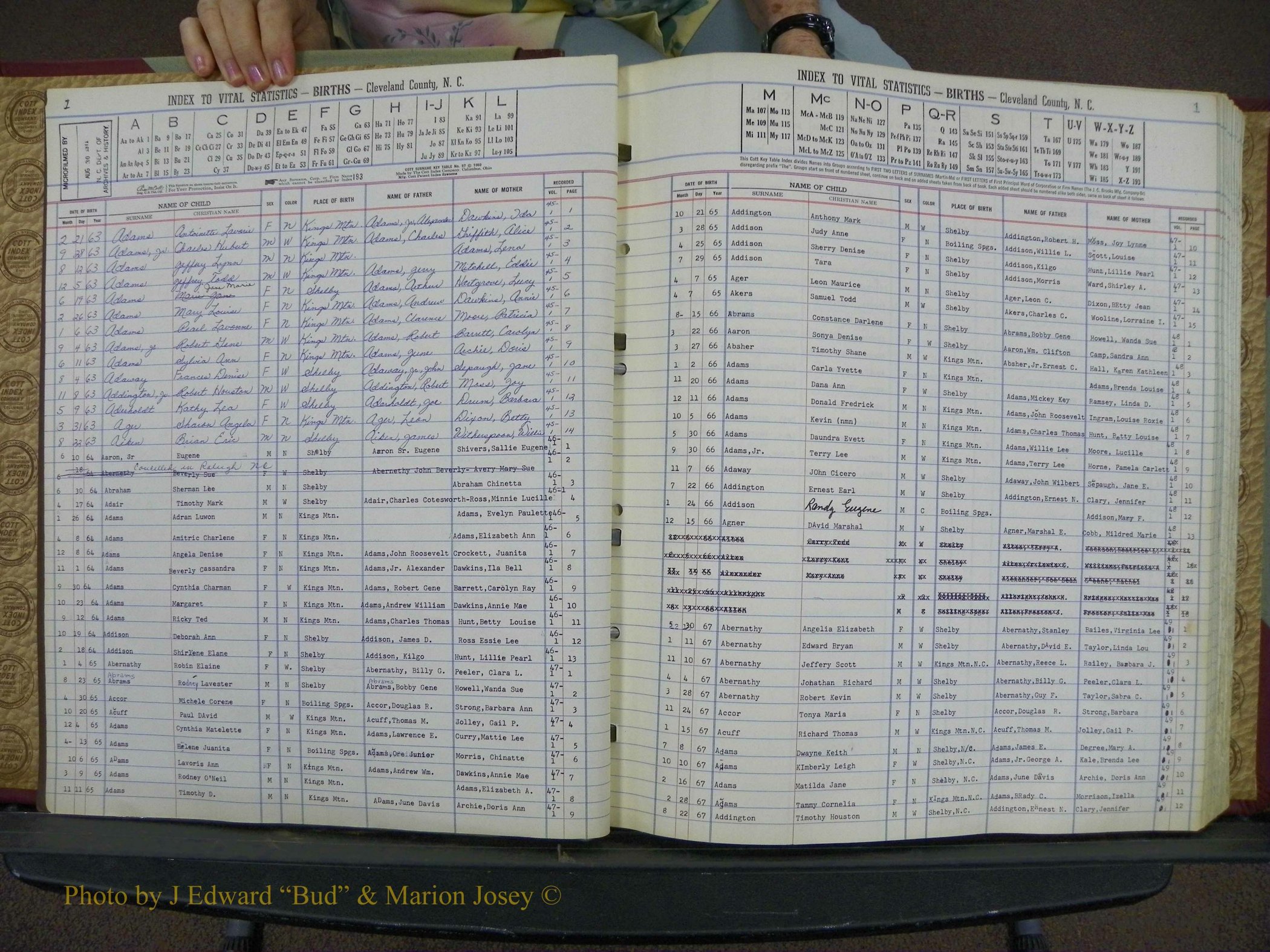 Cleveland Co, NC, Births, A-Z, 1963-1968 (2).JPG