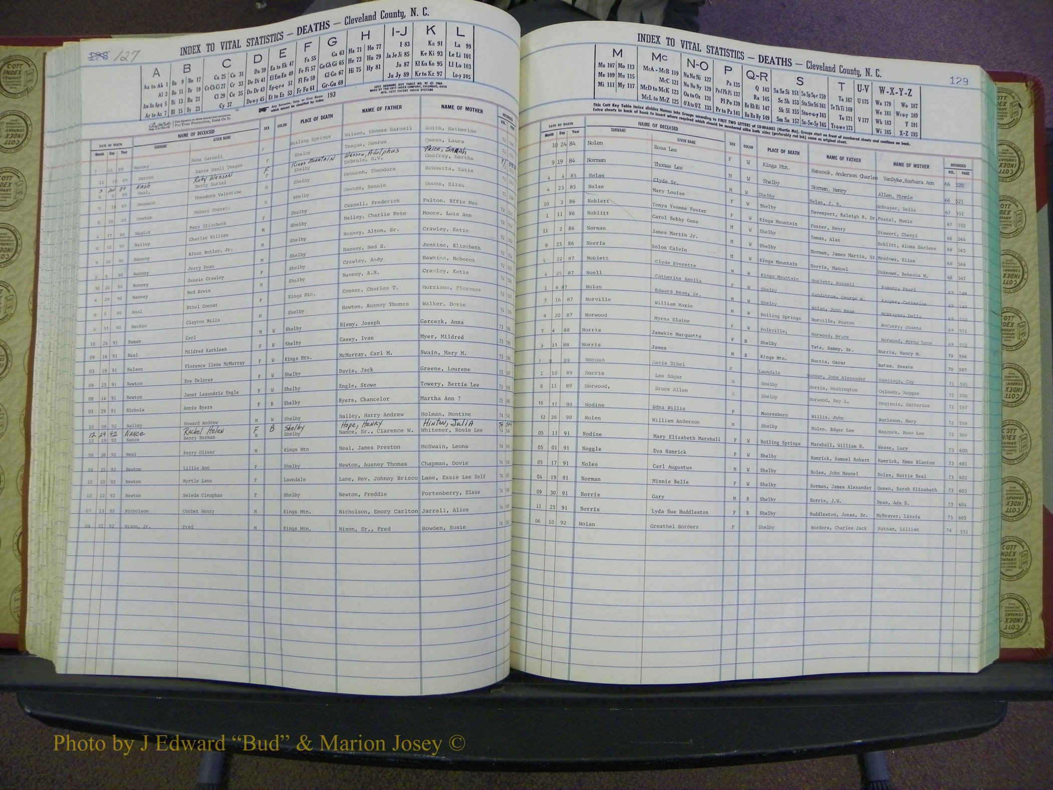 Cleveland Co, NC Deaths, A-Z, 1984-1992 (114).JPG