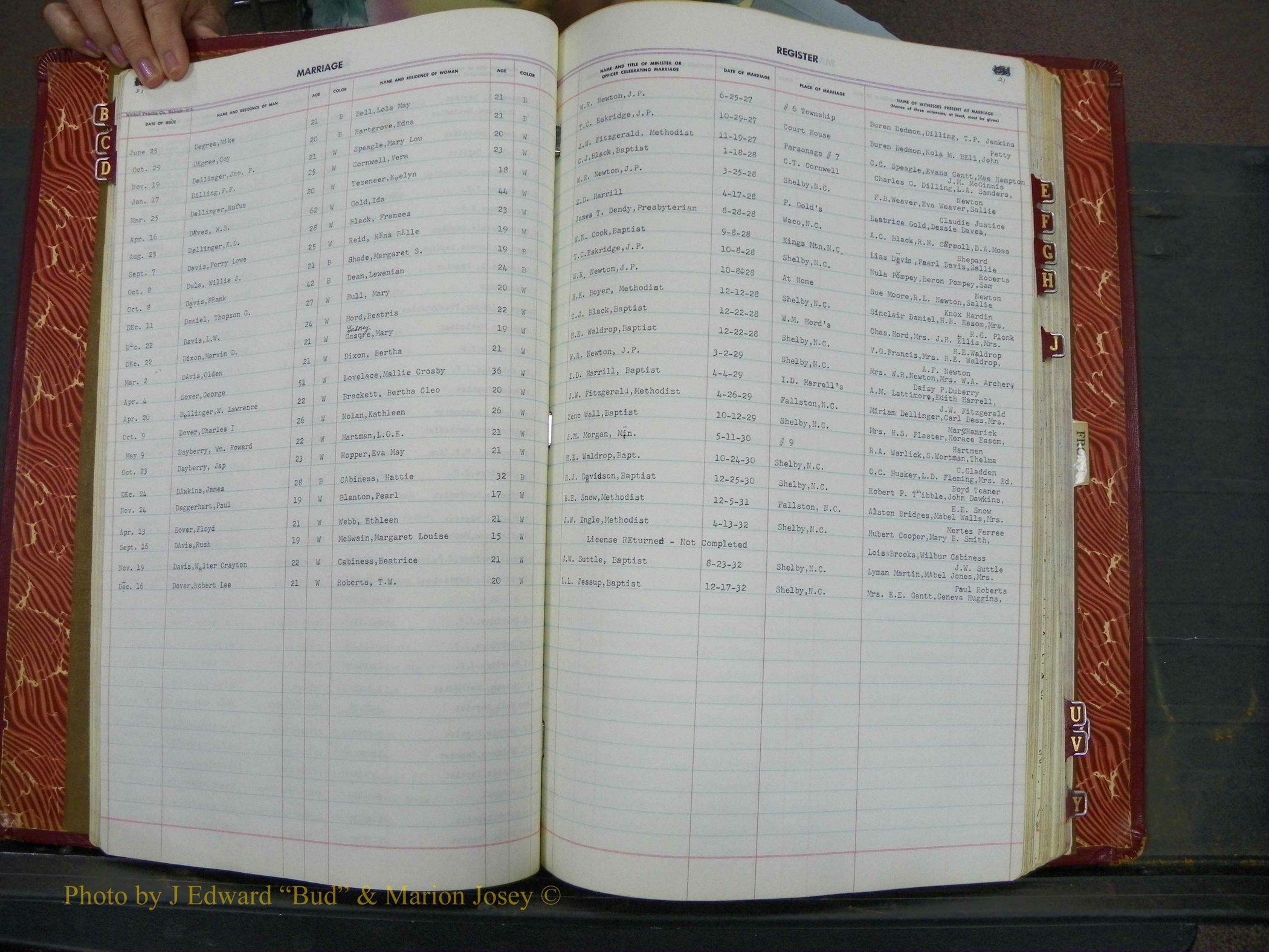Cleveland Co, NC, Marriage Book 5, A-Z, 1917-1933 (22).JPG