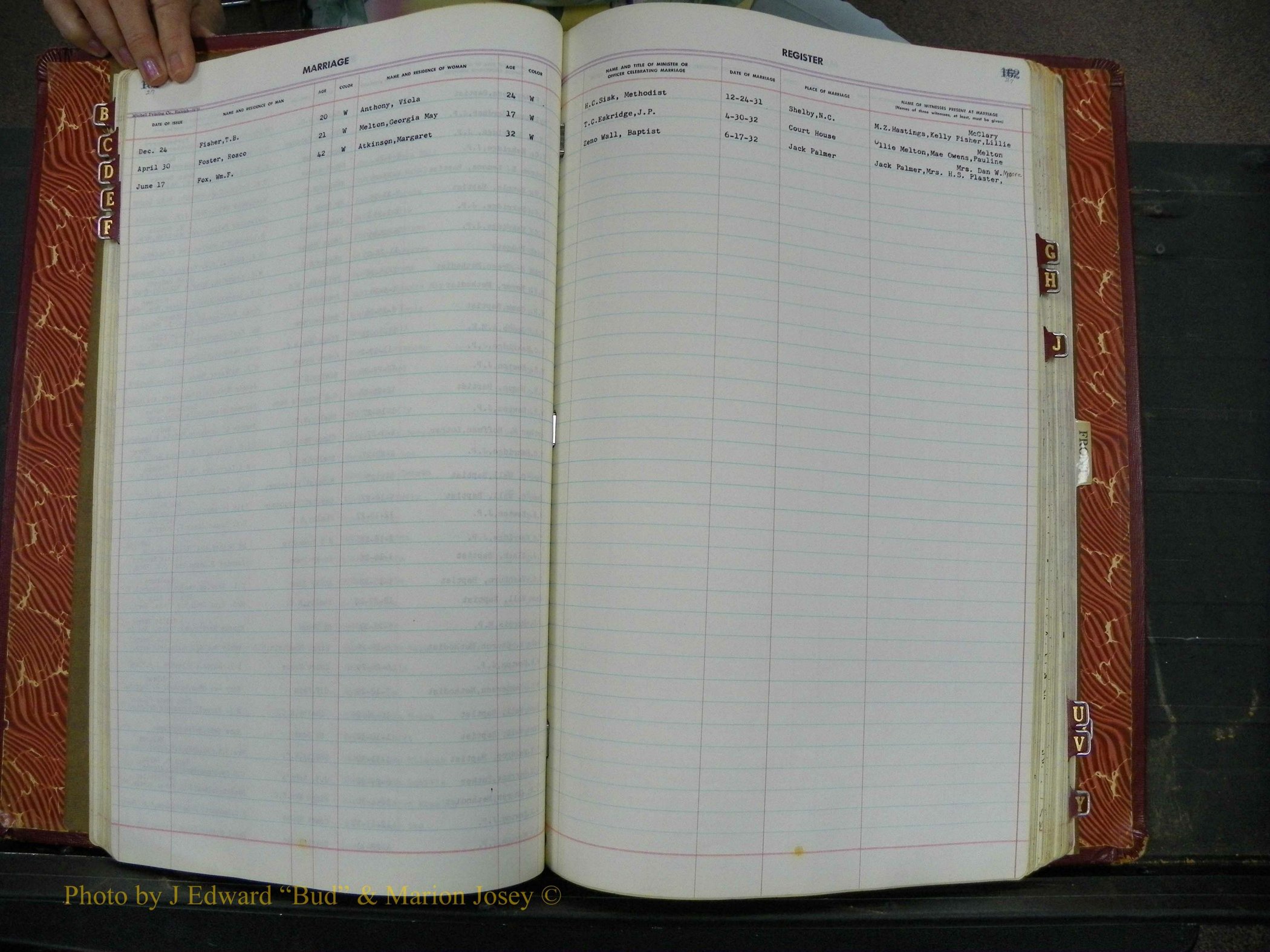 Cleveland Co, NC, Marriage Book 5, A-Z, 1917-1933 (28).JPG