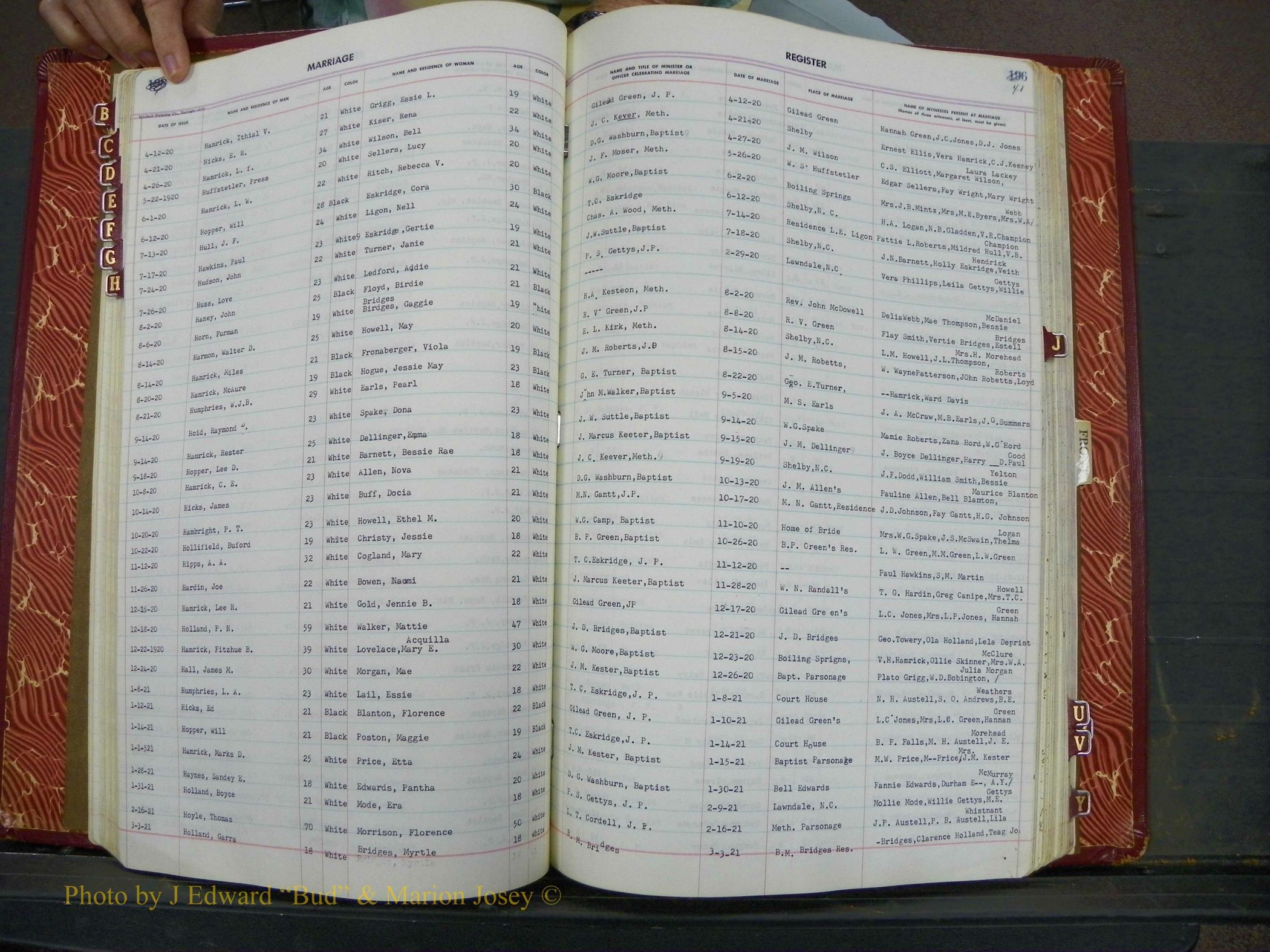 Cleveland Co, NC, Marriage Book 5, A-Z, 1917-1933 (39).JPG