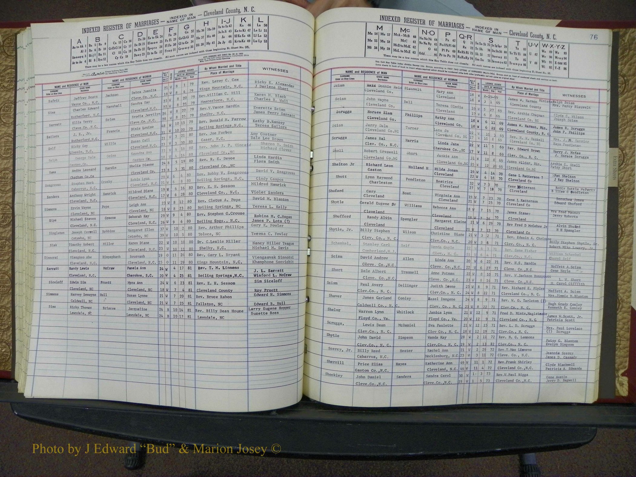 Cleveland Co, NC Marriage Book 8, A-Z, 1969-1981 (124).JPG