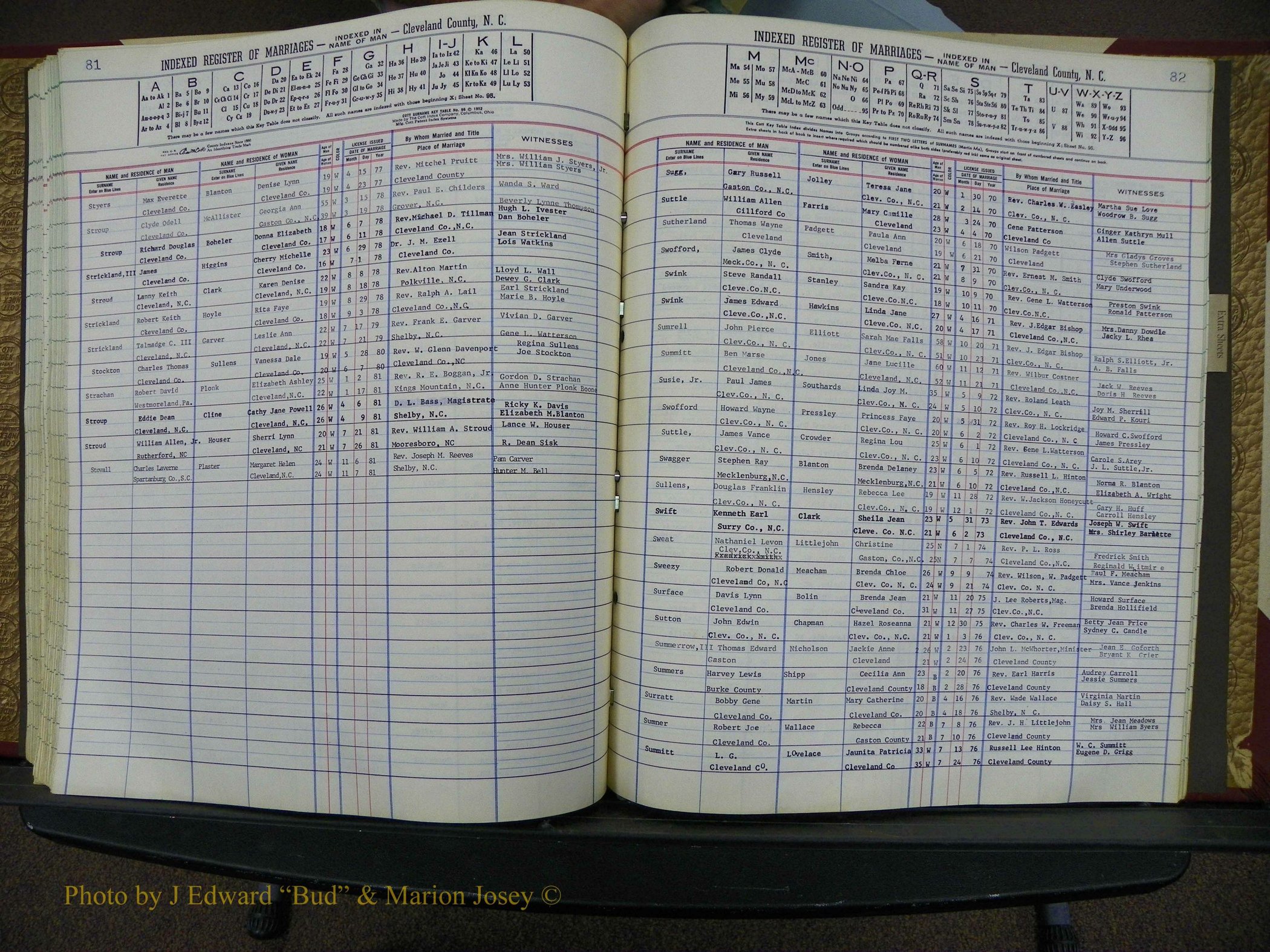 Cleveland Co, NC Marriage Book 8, A-Z, 1969-1981 (133).JPG