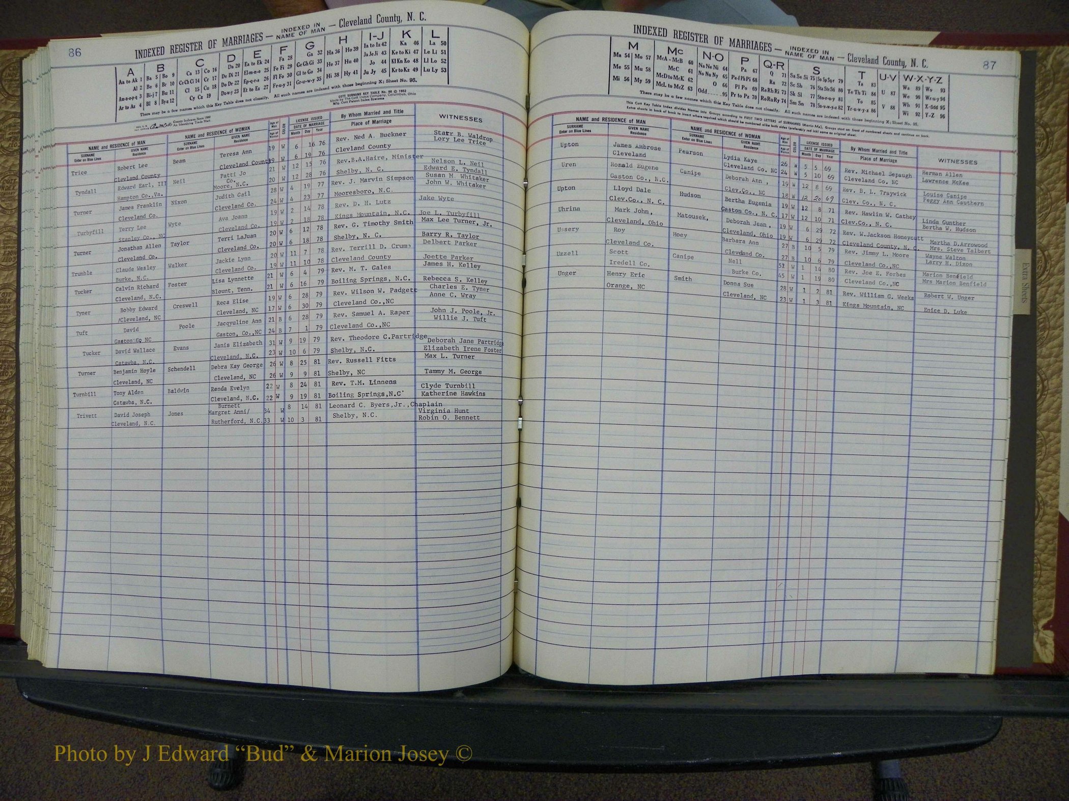 Cleveland Co, NC Marriage Book 8, A-Z, 1969-1981 (140).JPG