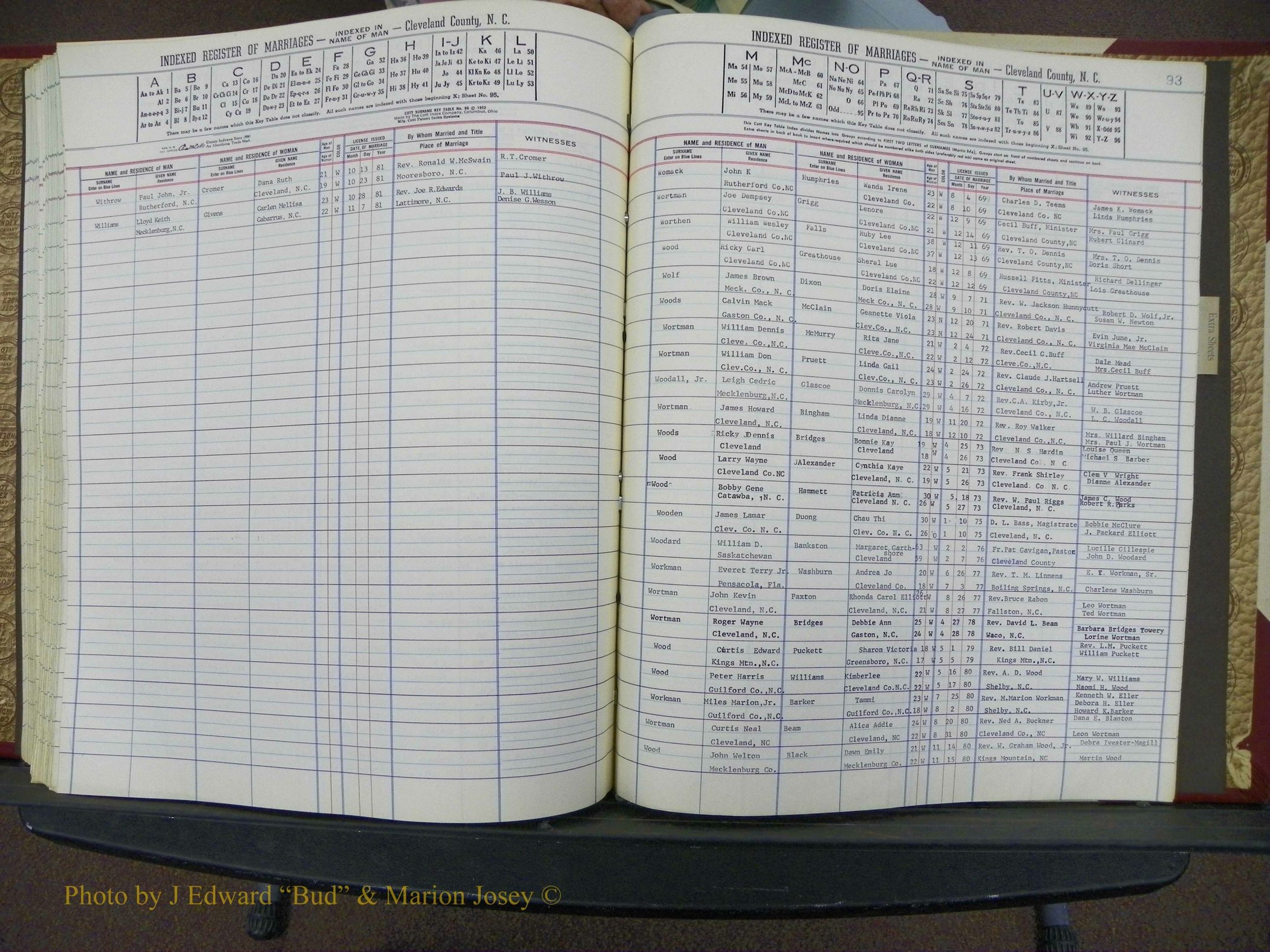 Cleveland Co, NC Marriage Book 8, A-Z, 1969-1981 (151).JPG
