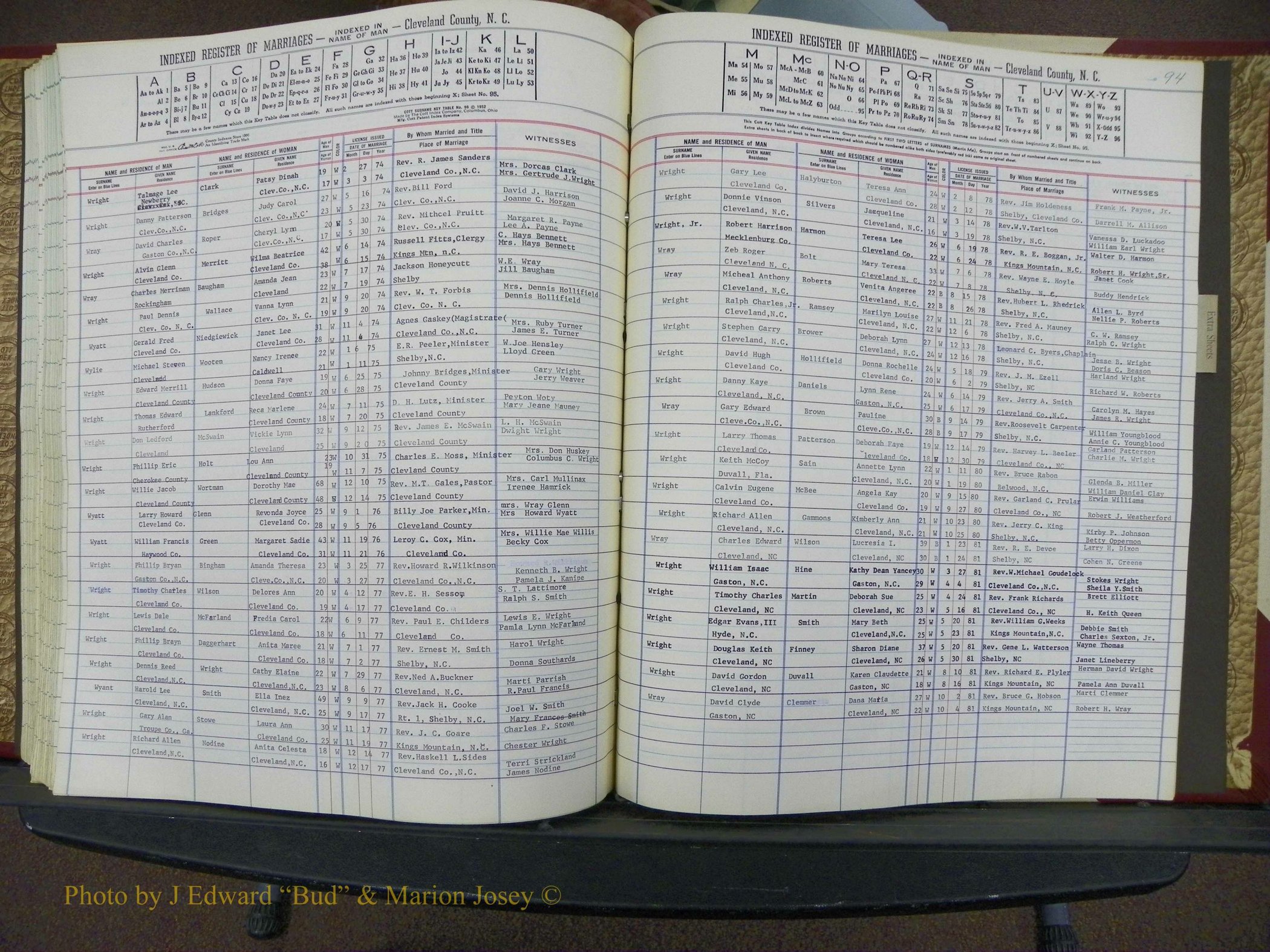 Cleveland Co, NC Marriage Book 8, A-Z, 1969-1981 (153).JPG