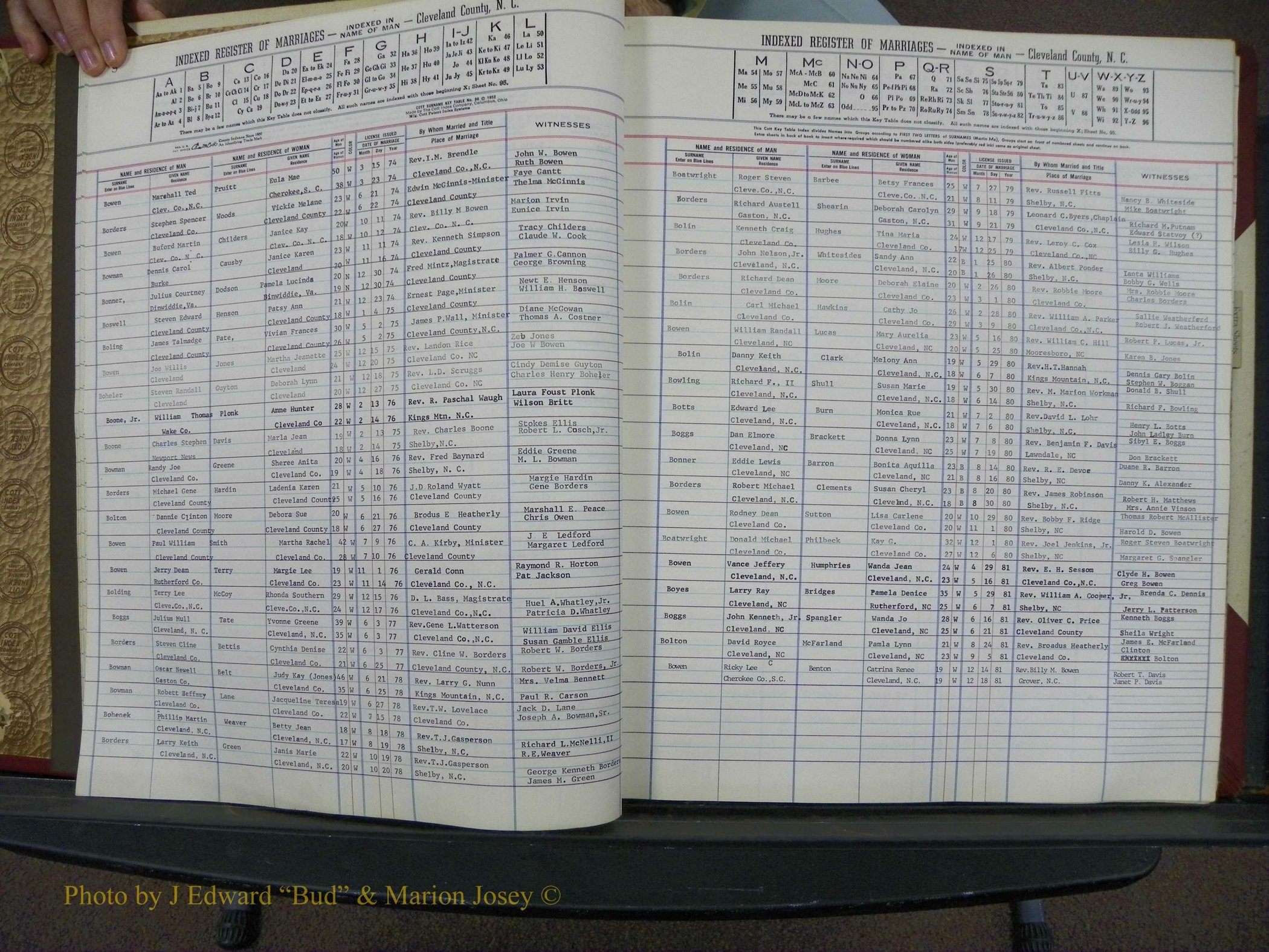 Cleveland Co, NC Marriage Book 8, A-Z, 1969-1981 (16).JPG