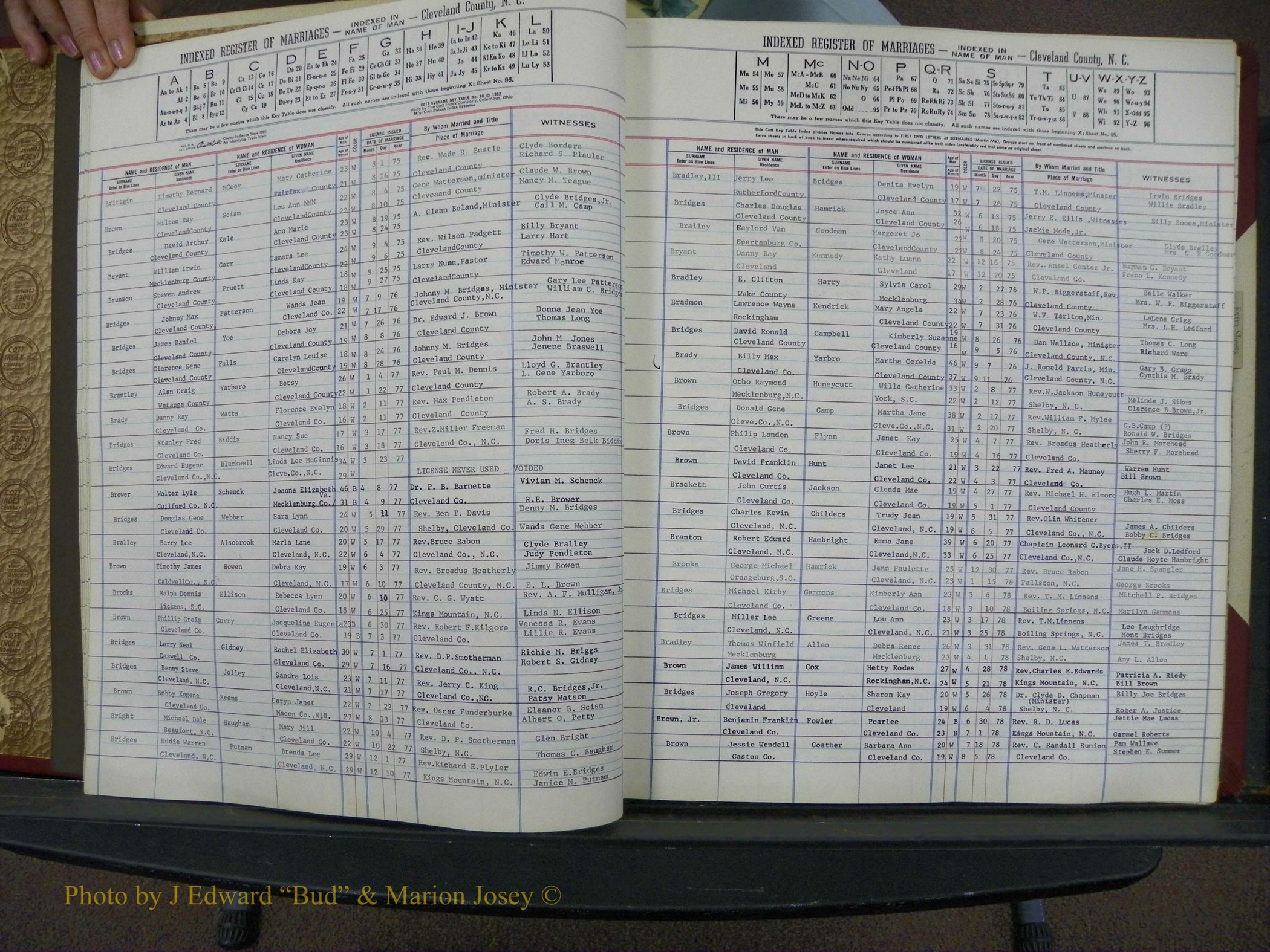 Cleveland Co, NC Marriage Book 8, A-Z, 1969-1981 (19).JPG