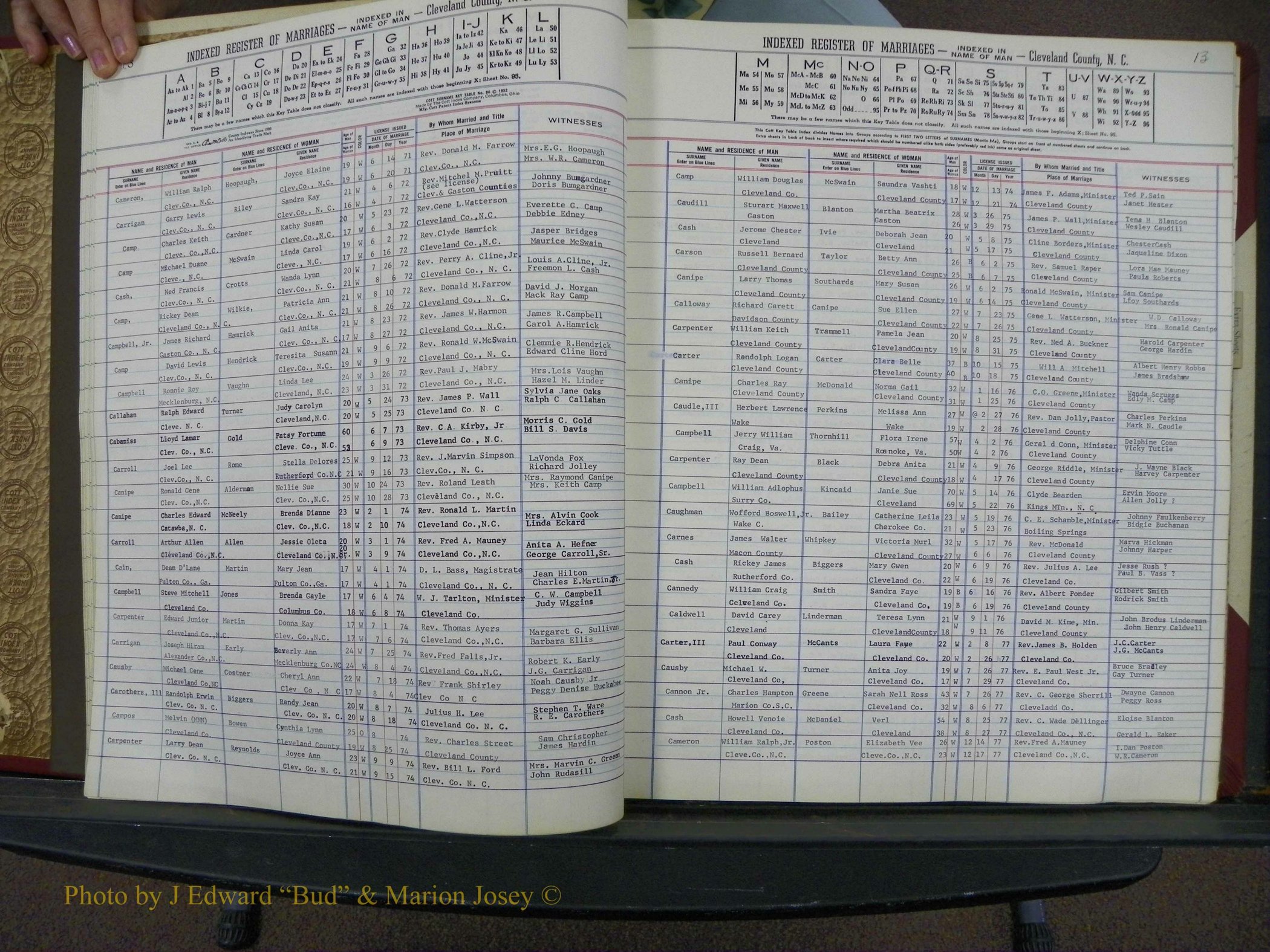 Cleveland Co, NC Marriage Book 8, A-Z, 1969-1981 (25).JPG