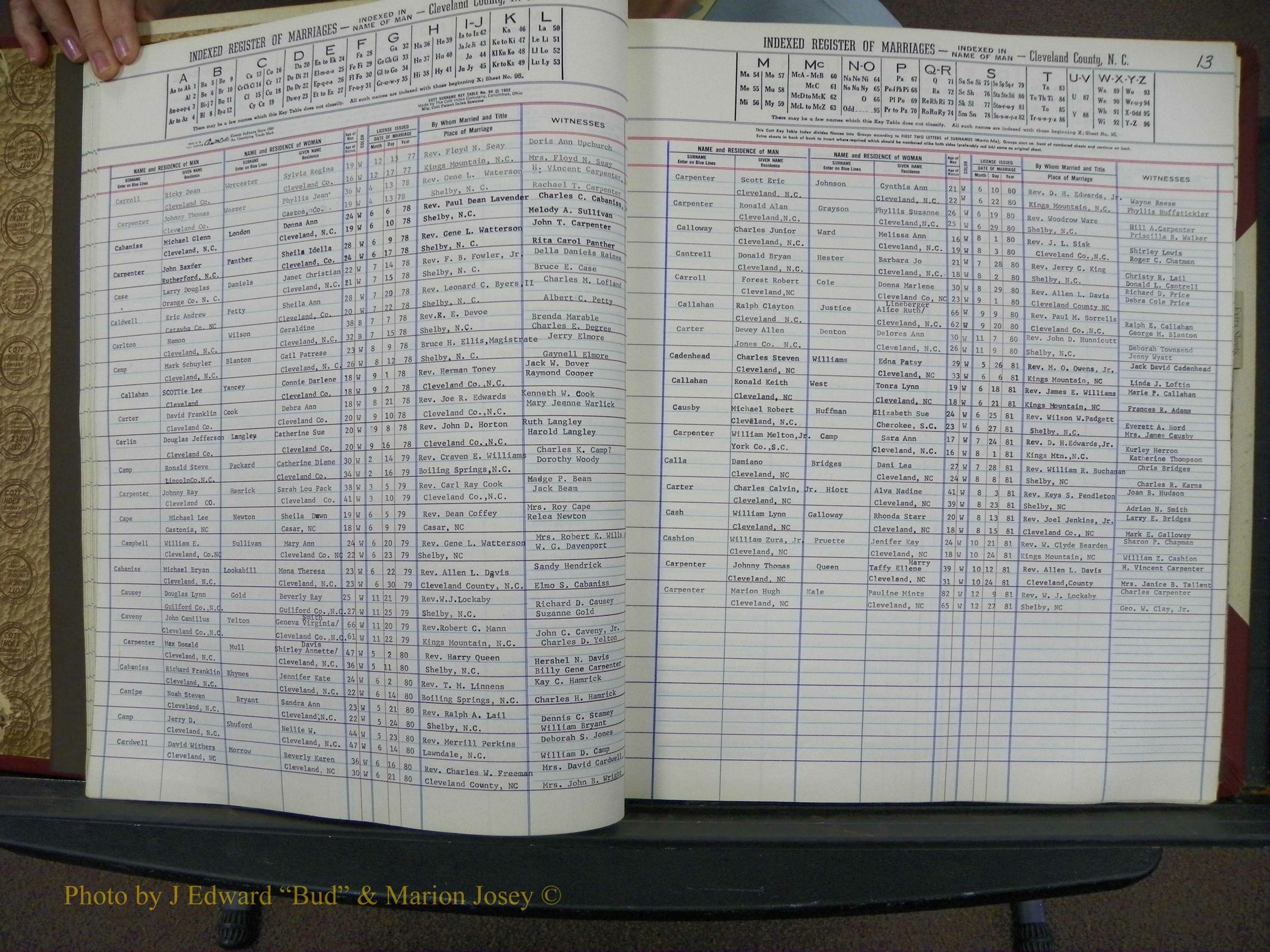 Cleveland Co, NC Marriage Book 8, A-Z, 1969-1981 (26).JPG