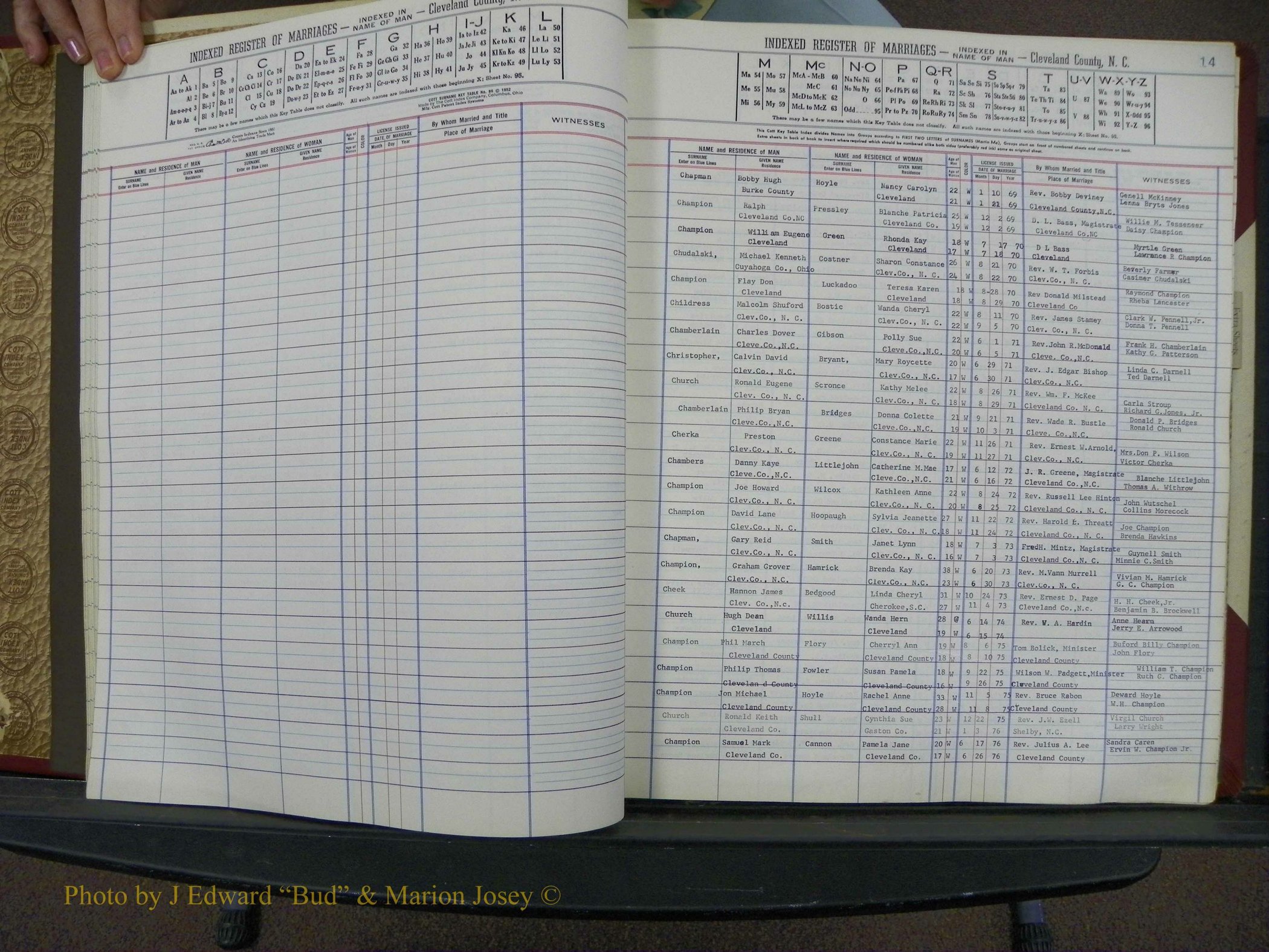 Cleveland Co, NC Marriage Book 8, A-Z, 1969-1981 (27).JPG