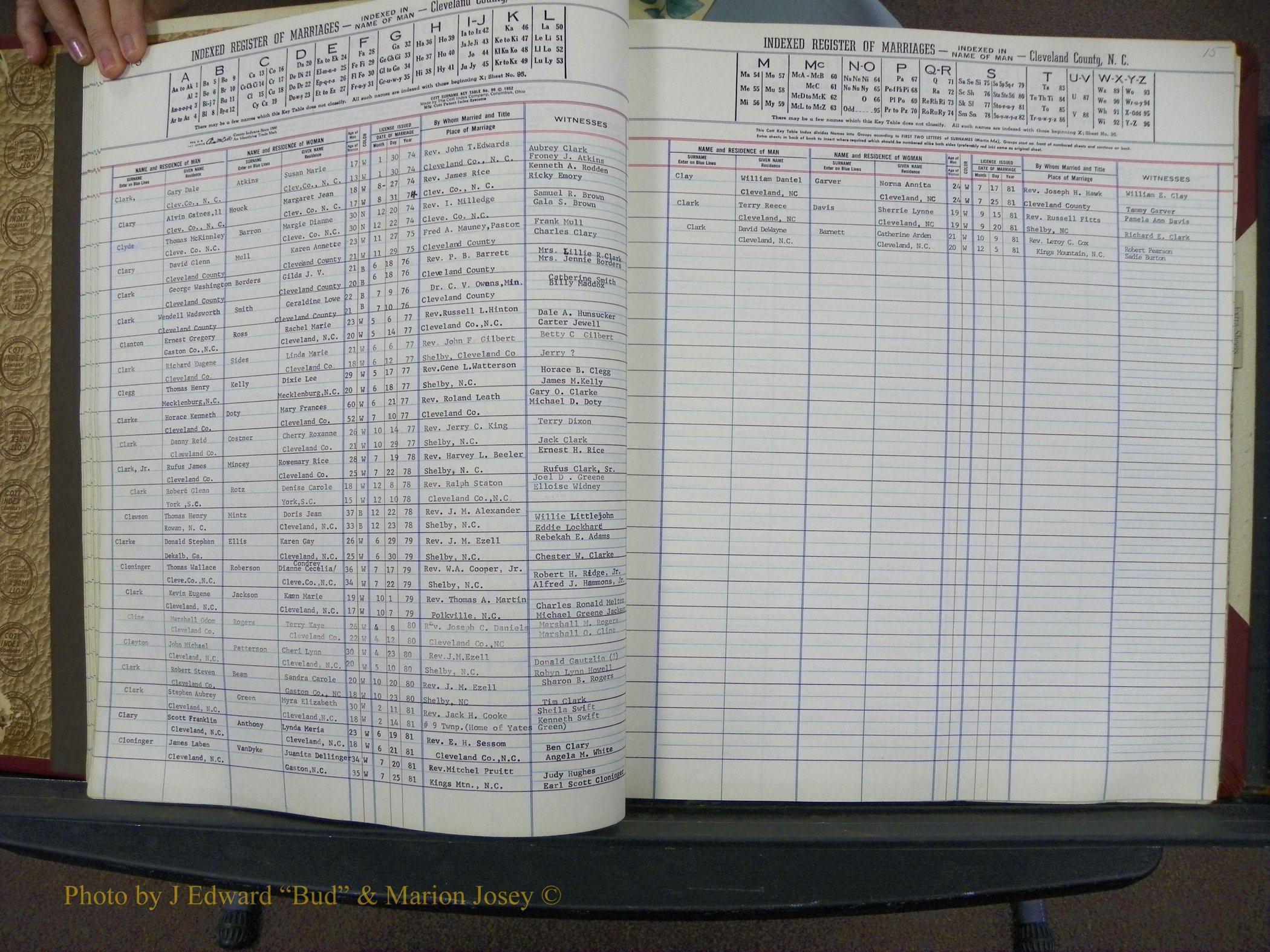 Cleveland Co, NC Marriage Book 8, A-Z, 1969-1981 (30).JPG