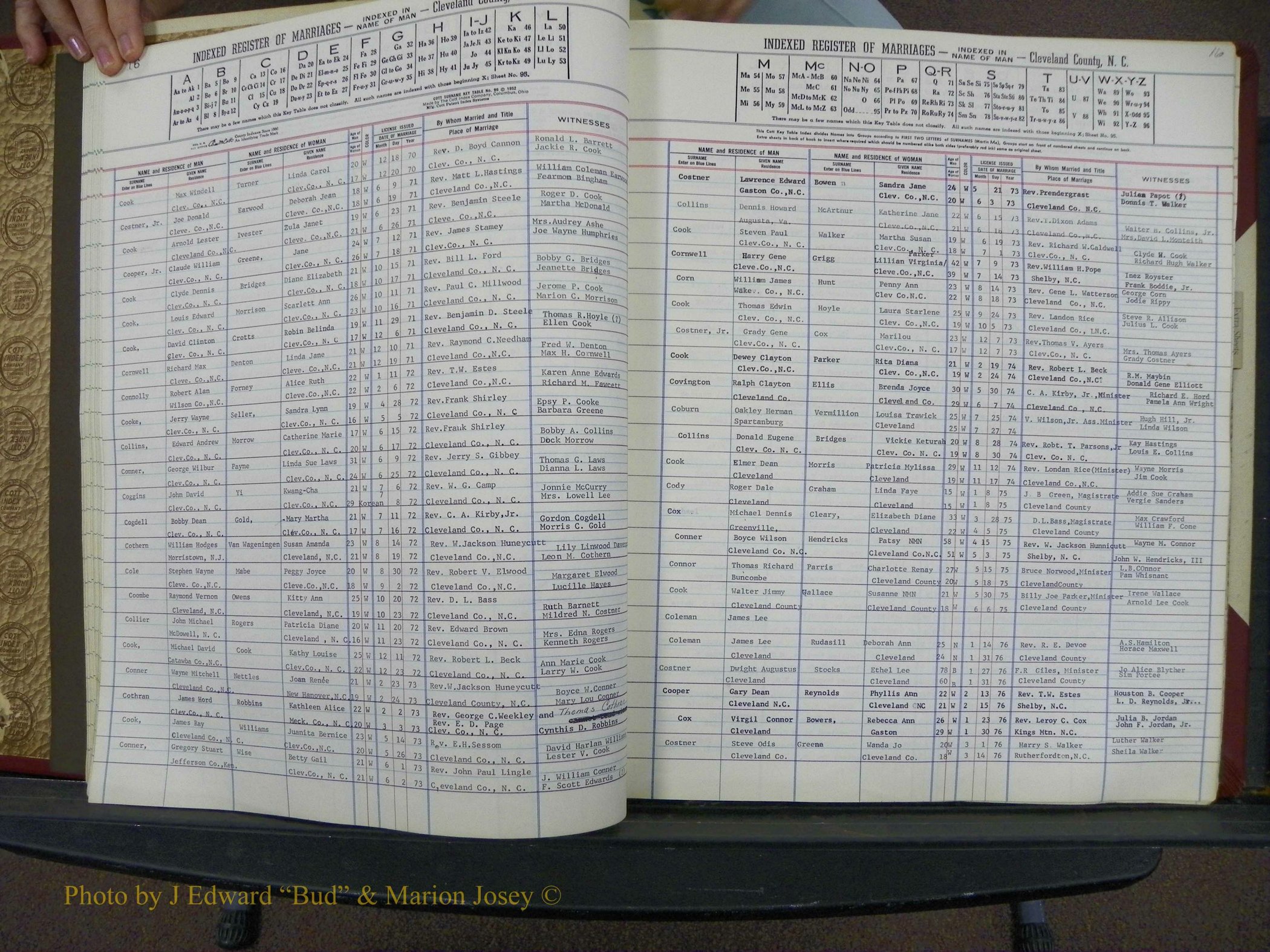 Cleveland Co, NC Marriage Book 8, A-Z, 1969-1981 (32).JPG