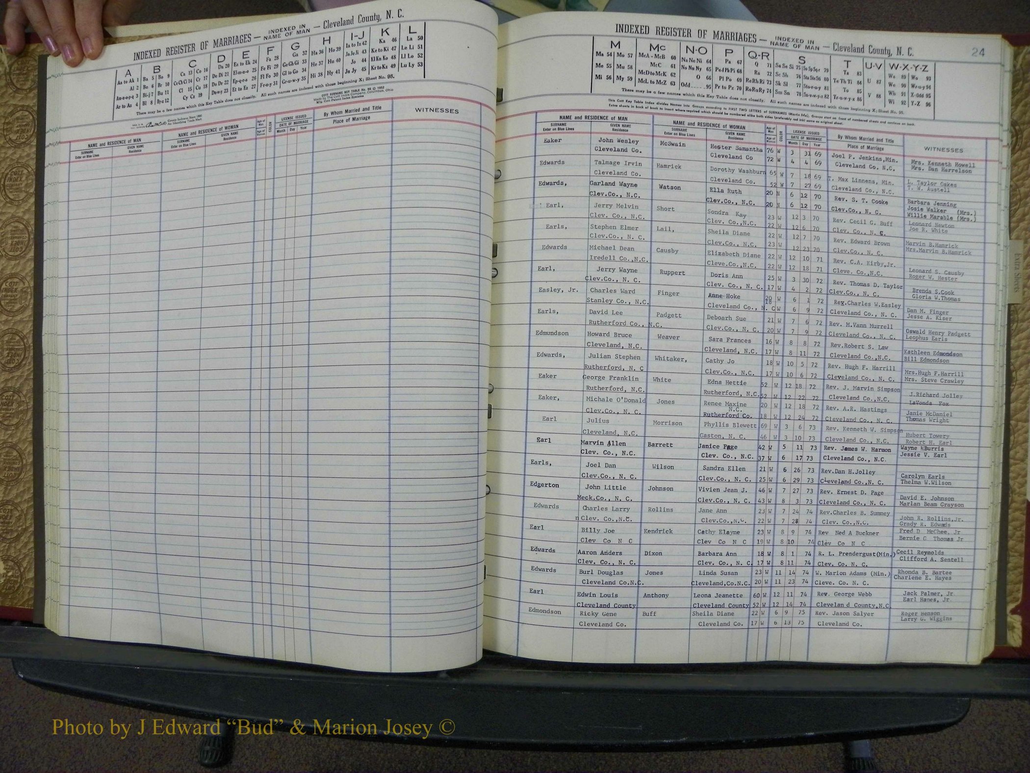 Cleveland Co, NC Marriage Book 8, A-Z, 1969-1981 (42).JPG