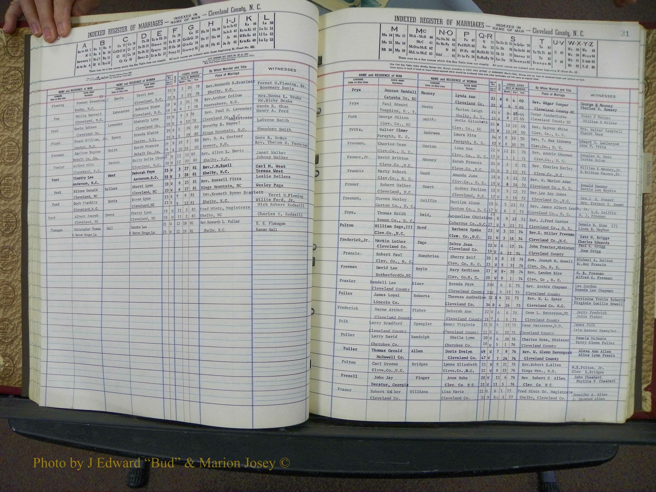 Cleveland Co, NC Marriage Book 8, A-Z, 1969-1981 (50).JPG
