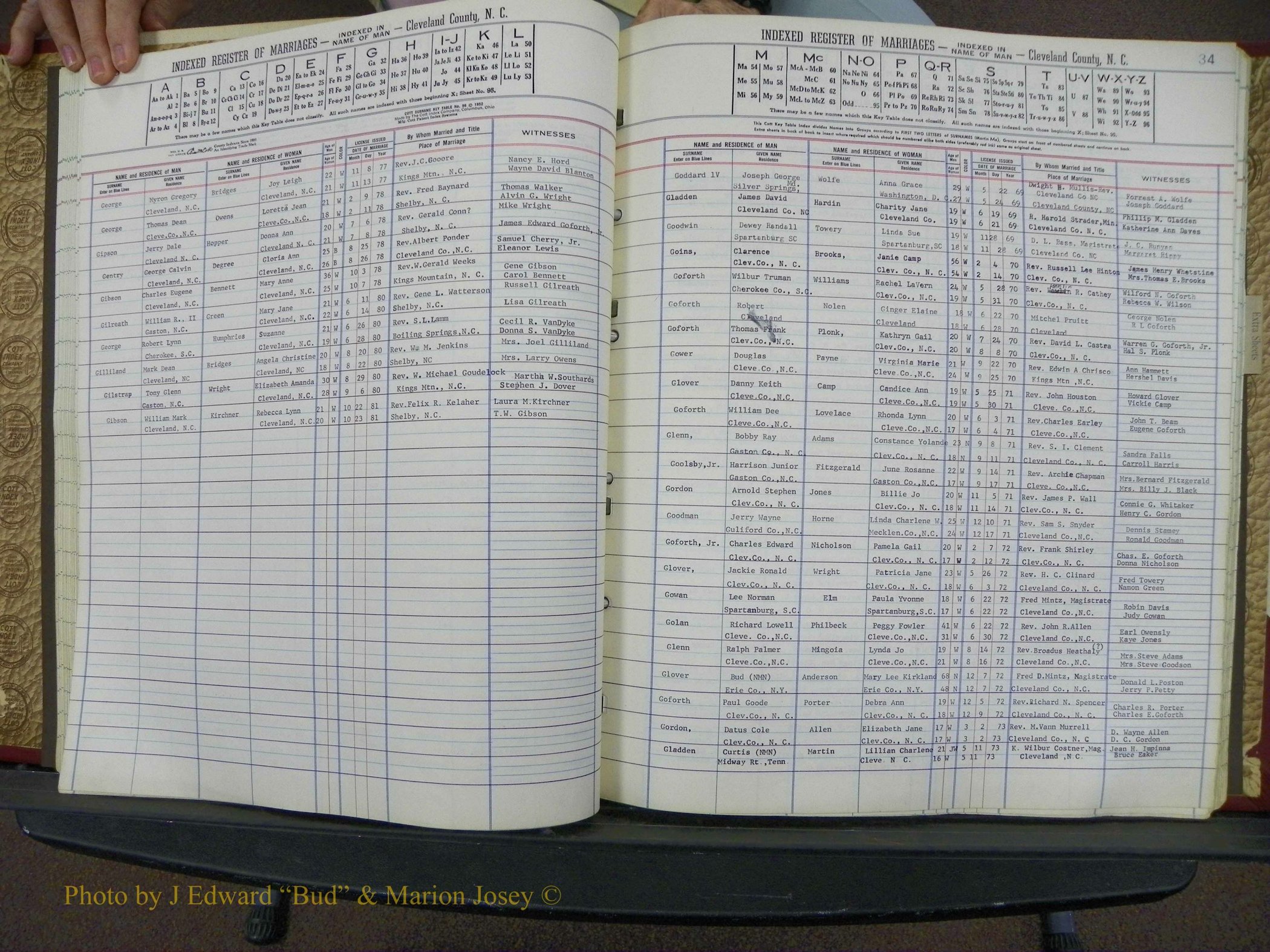 Cleveland Co, NC Marriage Book 8, A-Z, 1969-1981 (53).JPG