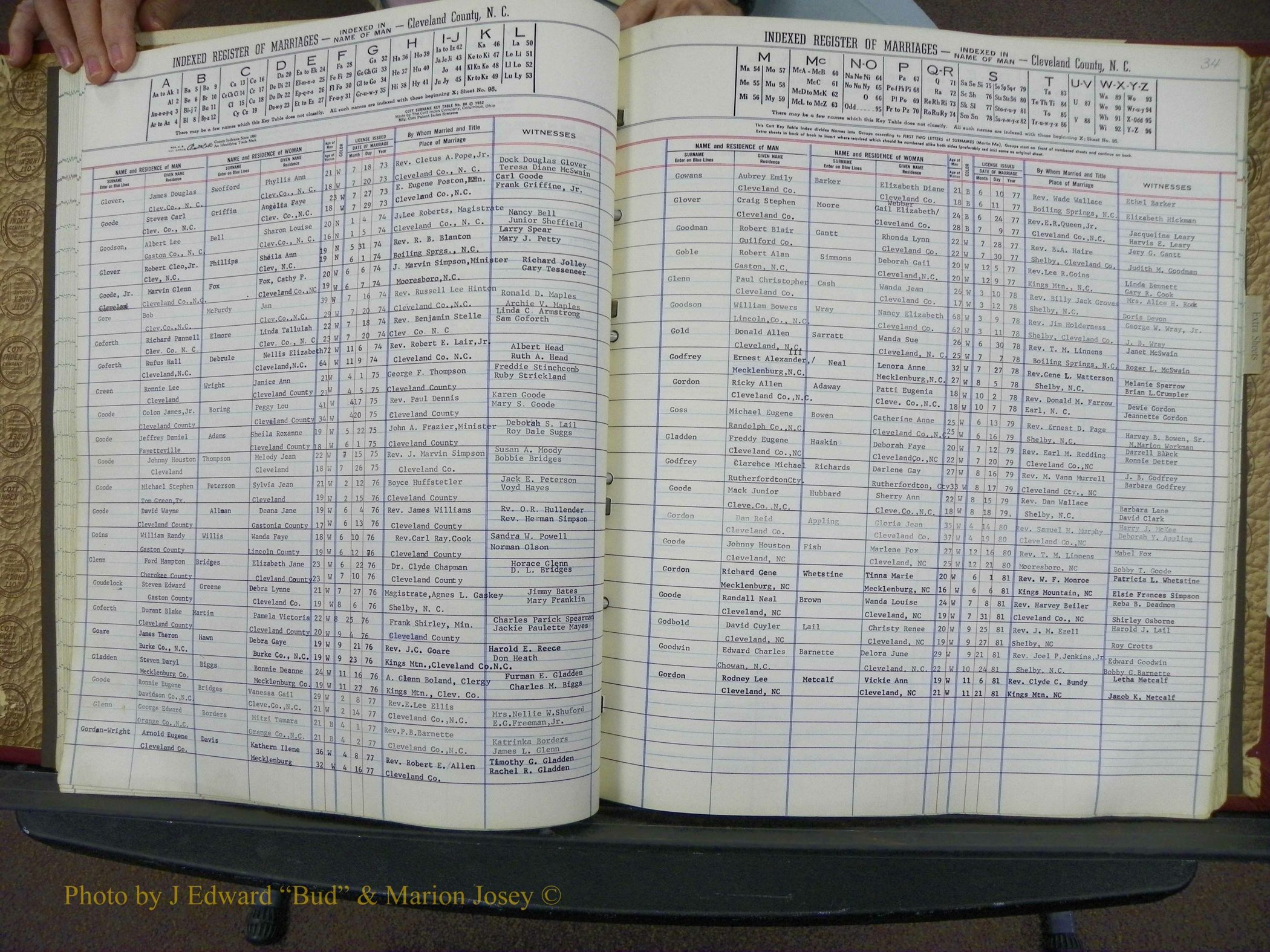 Cleveland Co, NC Marriage Book 8, A-Z, 1969-1981 (54).JPG